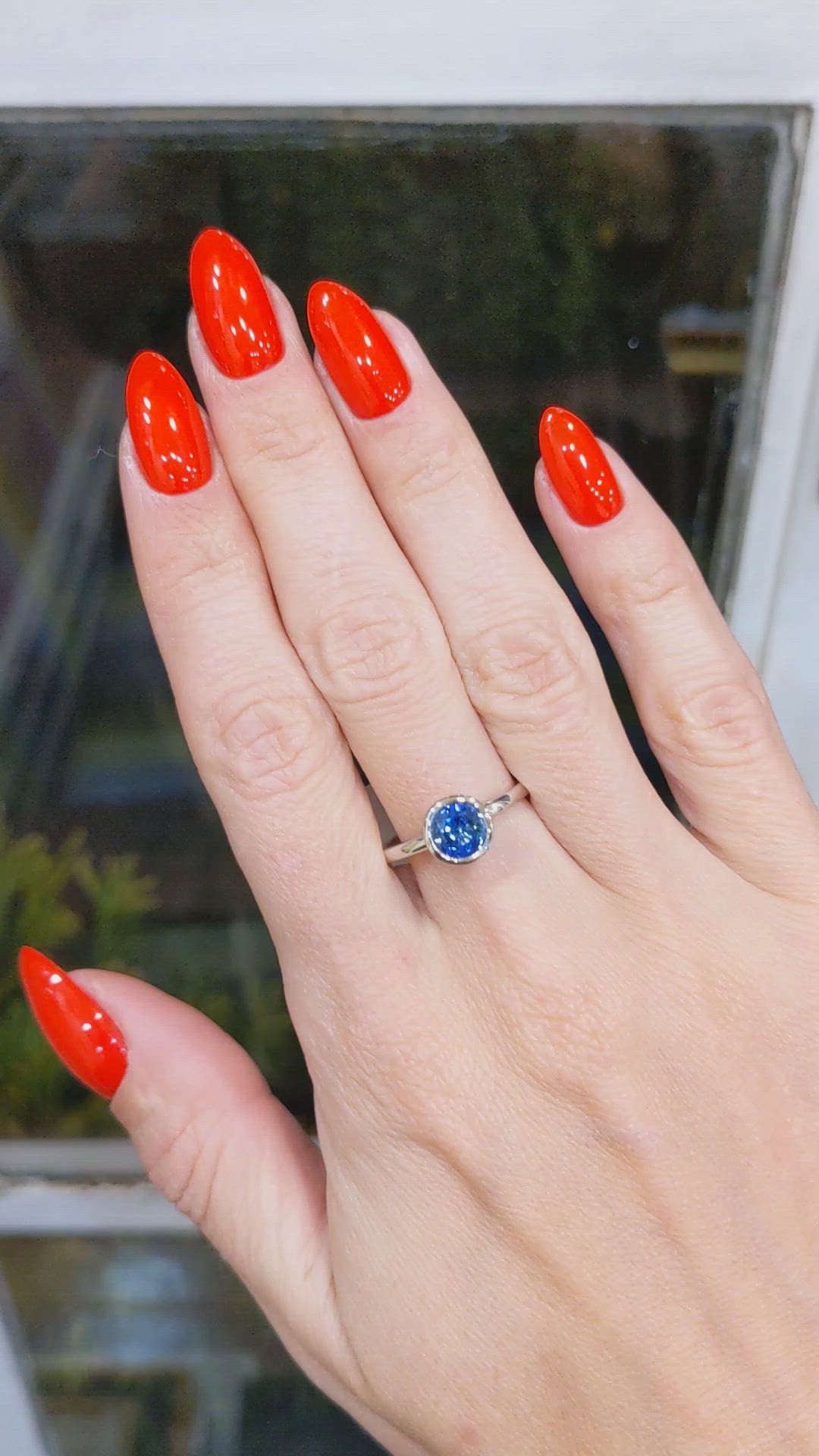 1.05 Ct. Blue Sapphire Bezel Ring, 14K White Gold Size Video