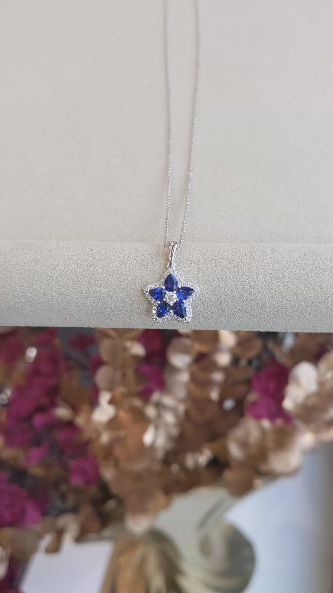 0.89 Ct. Blue Sapphire and Natural Diamond Accent Stones Pendant, 14K White Gold Size Video