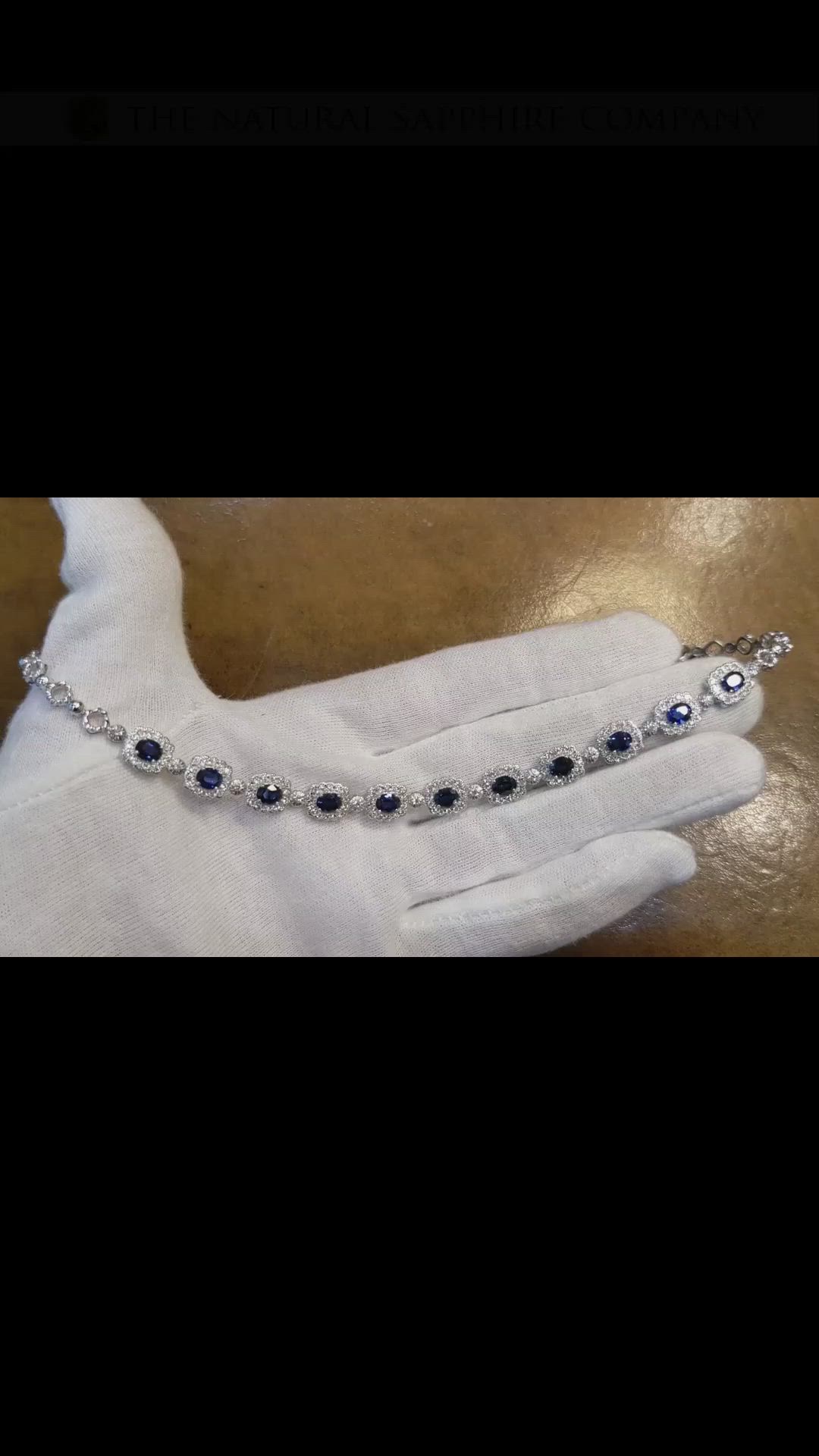 5.32 Ct. Blue Sapphire and Natural Diamond Necklace, 18K White Gold Size Video