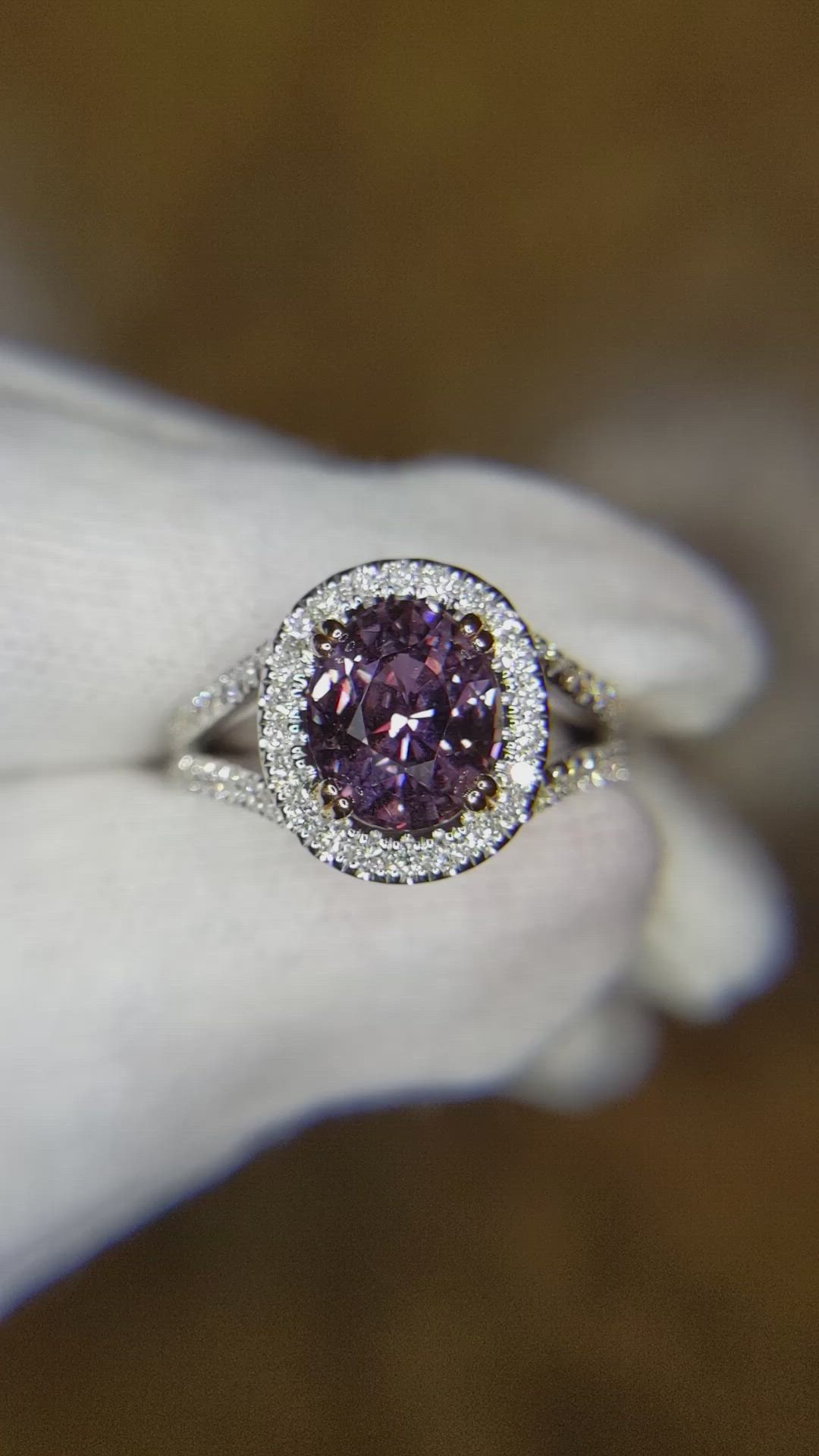 2.41 Ct. Violet Sapphire and Natural Diamond Pave Ring, 14K White & Rose Size Video