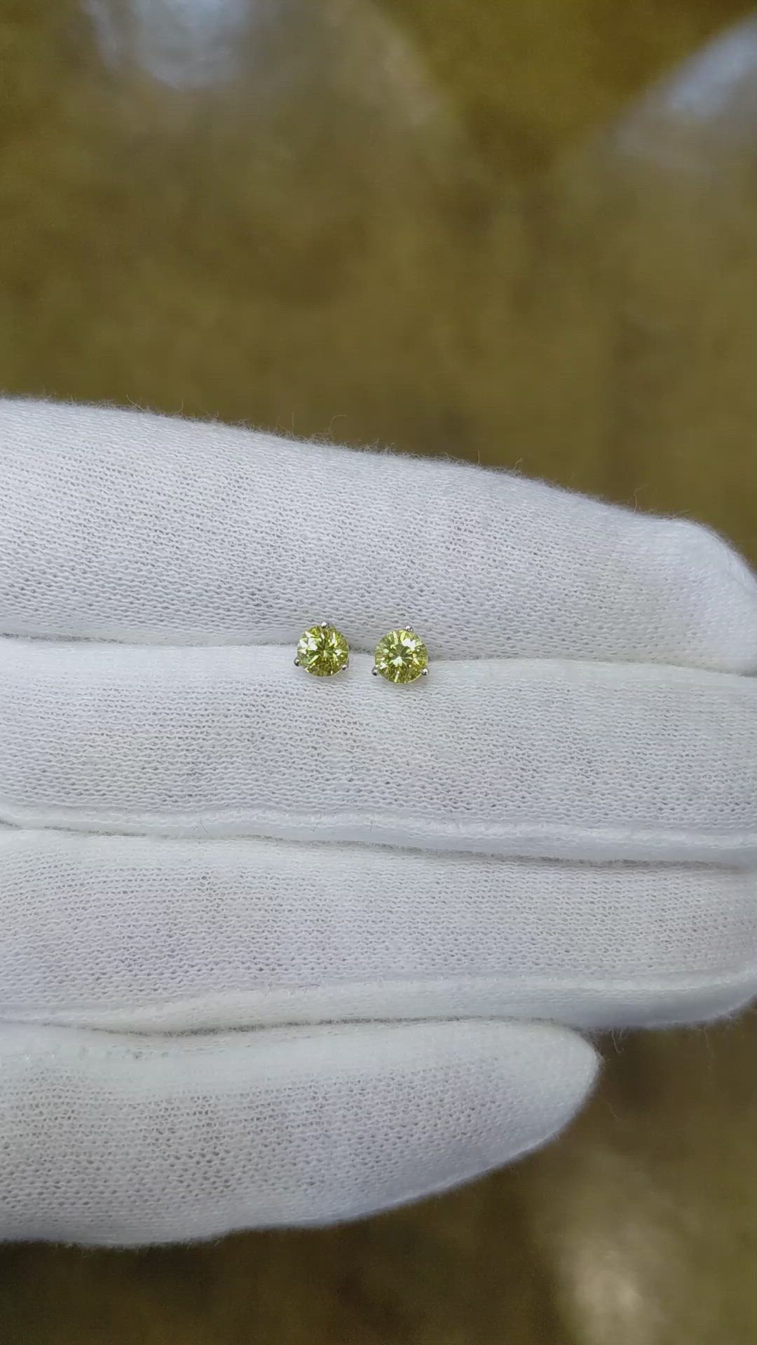 0.60 Ct.Tw. Yellow Sapphire Studs Earrings, 14K White Gold Size Video