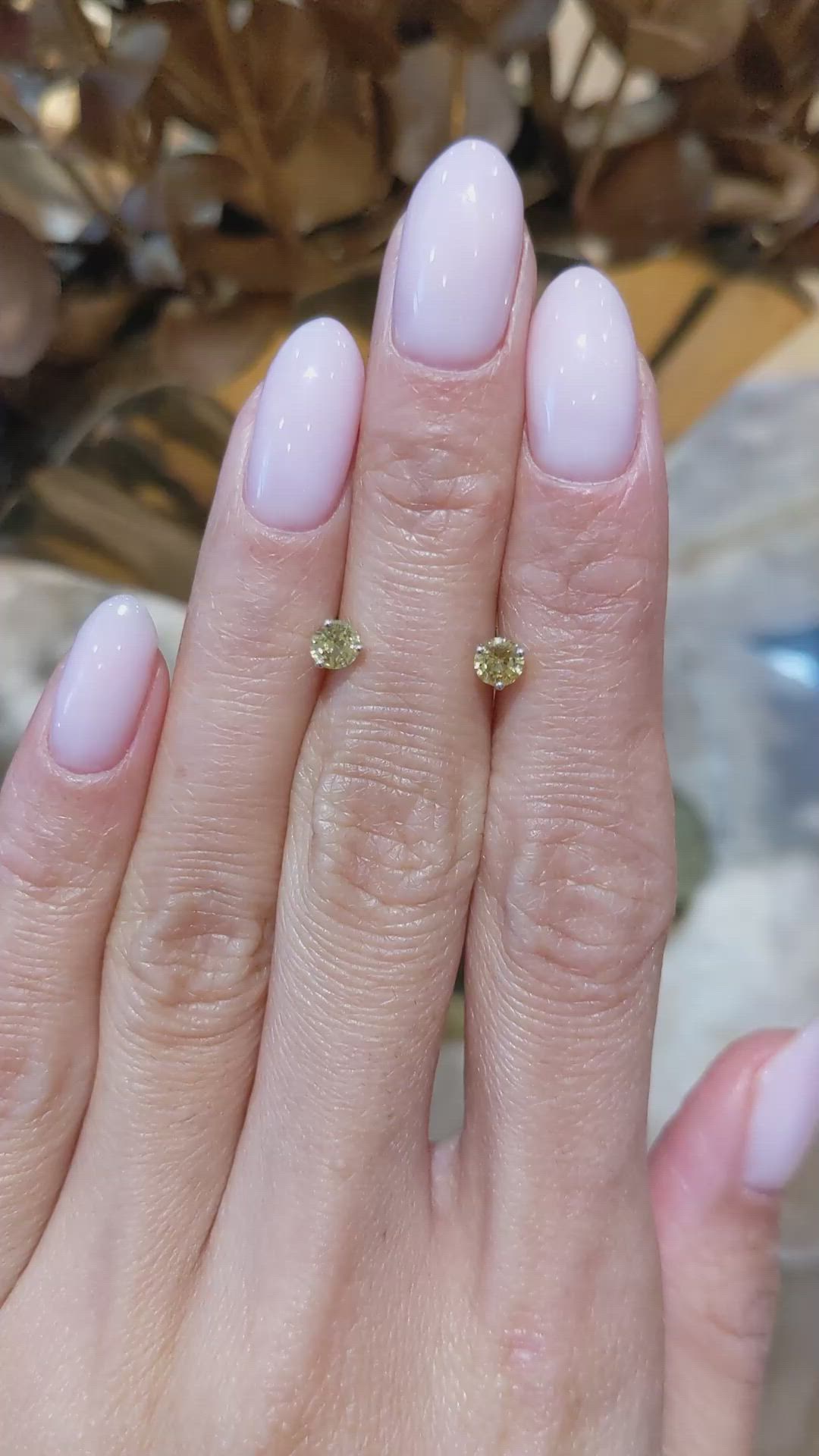 0.60 Ct.Tw.Total Carat Weight Yellow Sapphire Studs Earrings, 14K White Gold Size Video