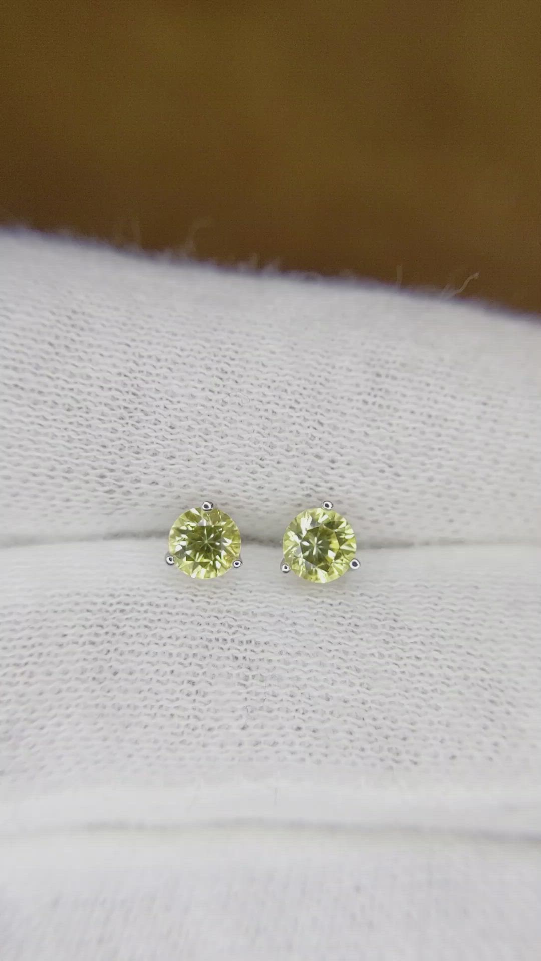 0.60 Ct.Tw. Yellow Sapphire Studs Earrings, 14K White Gold Size Video