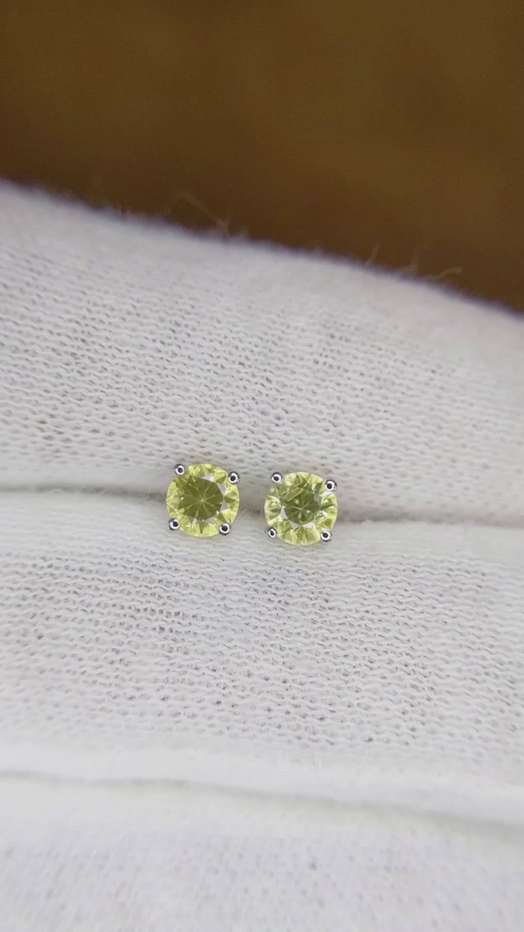 0.60 Ct.Tw. Yellow Sapphire Studs Earrings, 14K White Gold Size Video