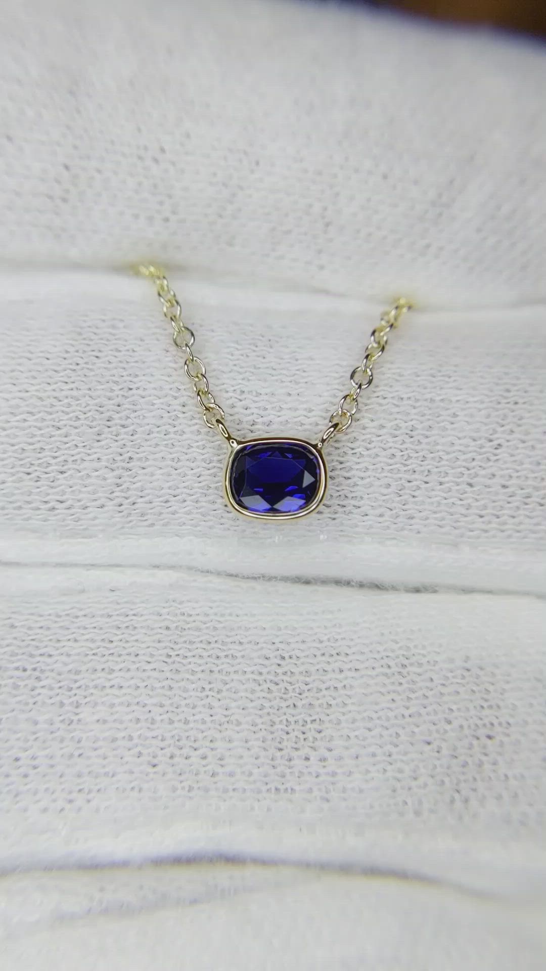 0.50 Ct. Blue Sapphire Bezel Necklace, 14K Yellow Gold Size Video