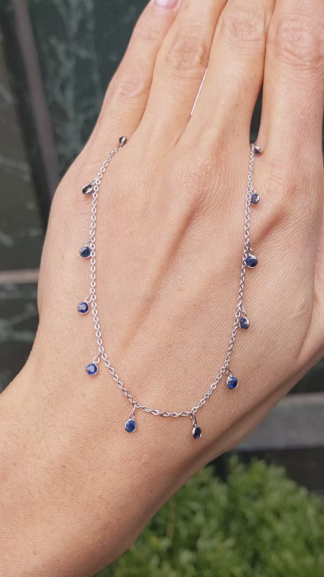 4.80 Ct. Blue Sapphire Accent Stones Necklace, 18K White Gold Size Video