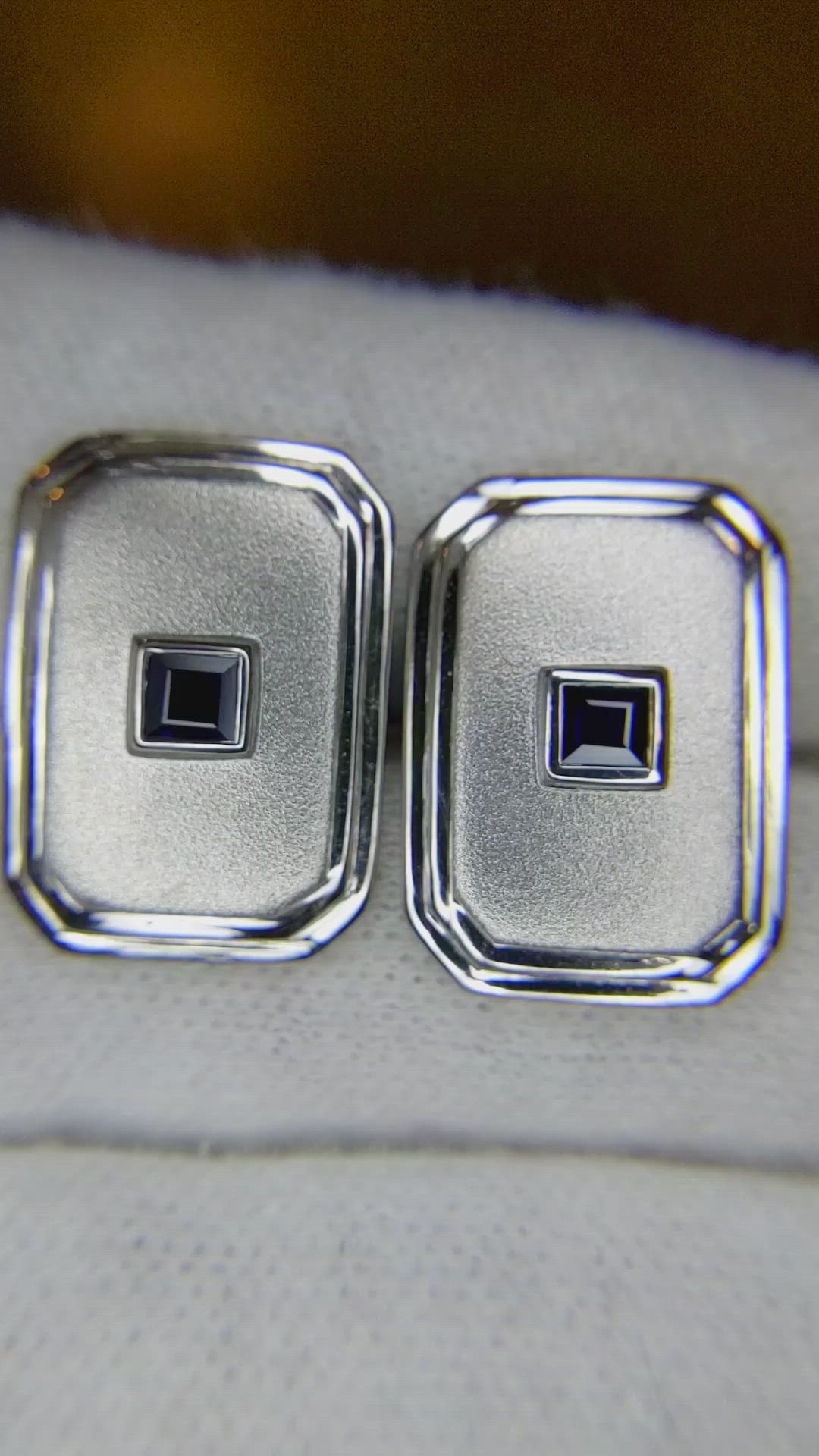 0.65 Ct. Blue Sapphire Solitaire Cufflink, Silver Size Video