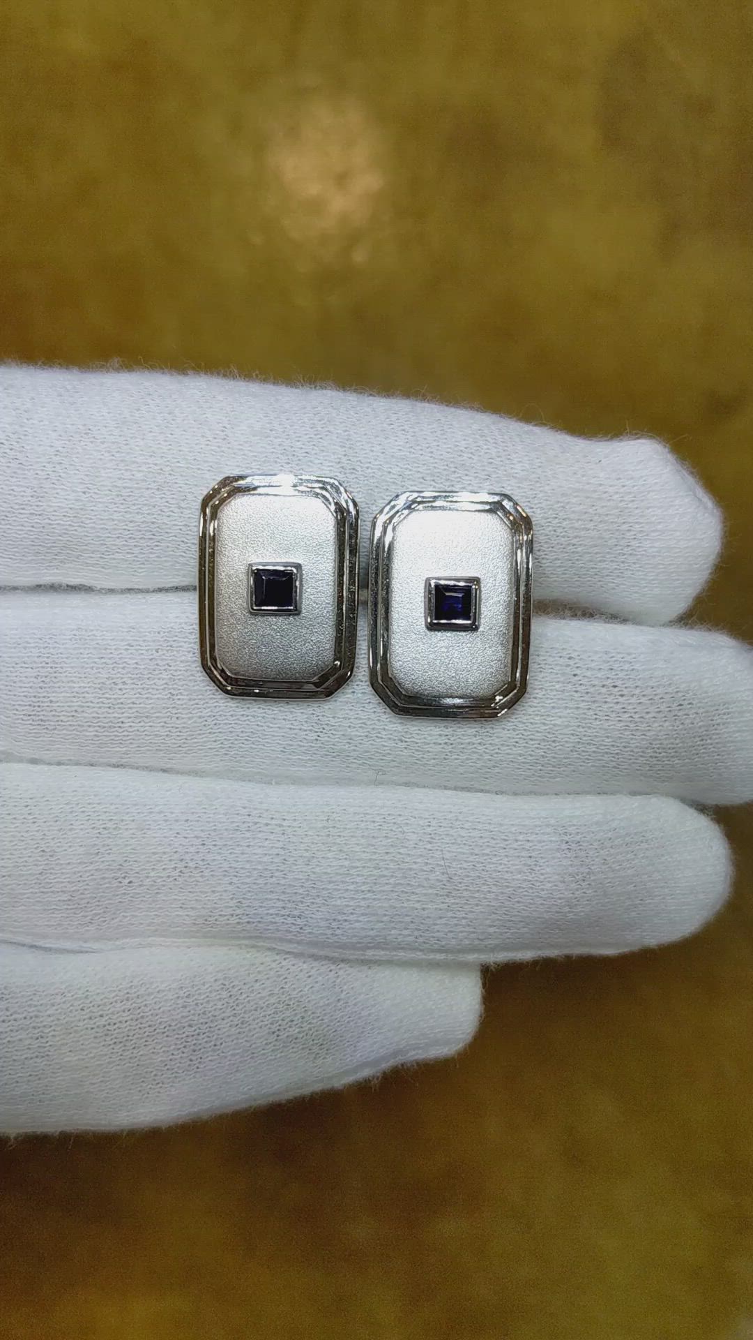 0.65 Ct. Blue Sapphire Solitaire Cufflink, Silver Size Video