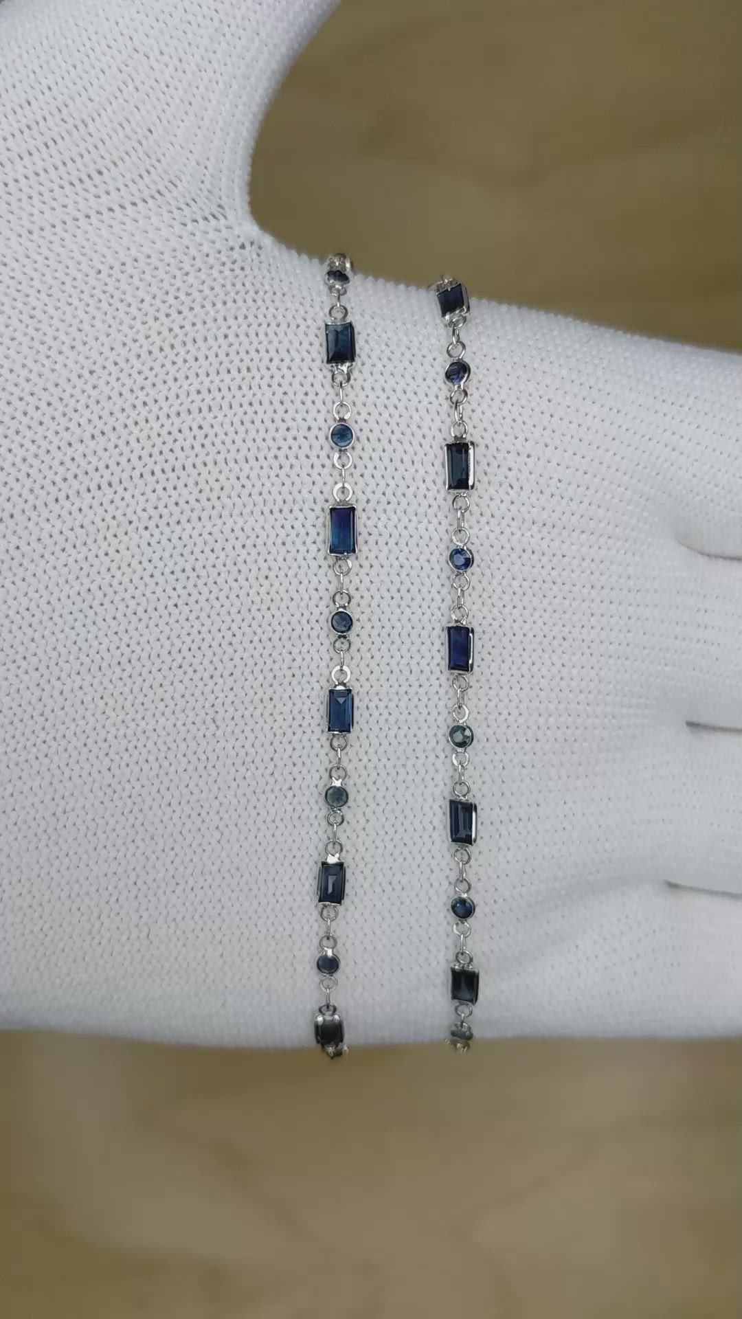 5.07 Ct. Blue Sapphire Accent Stones Necklace, 18K White Gold Size Video