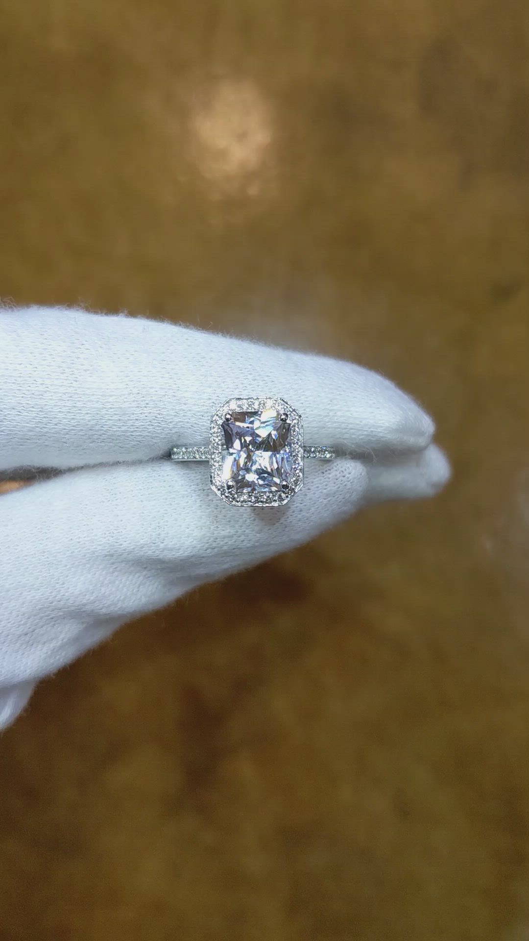 2.80 Ct. White Sapphire and Natural Diamond Pave Ring, 14K White Gold Size Video