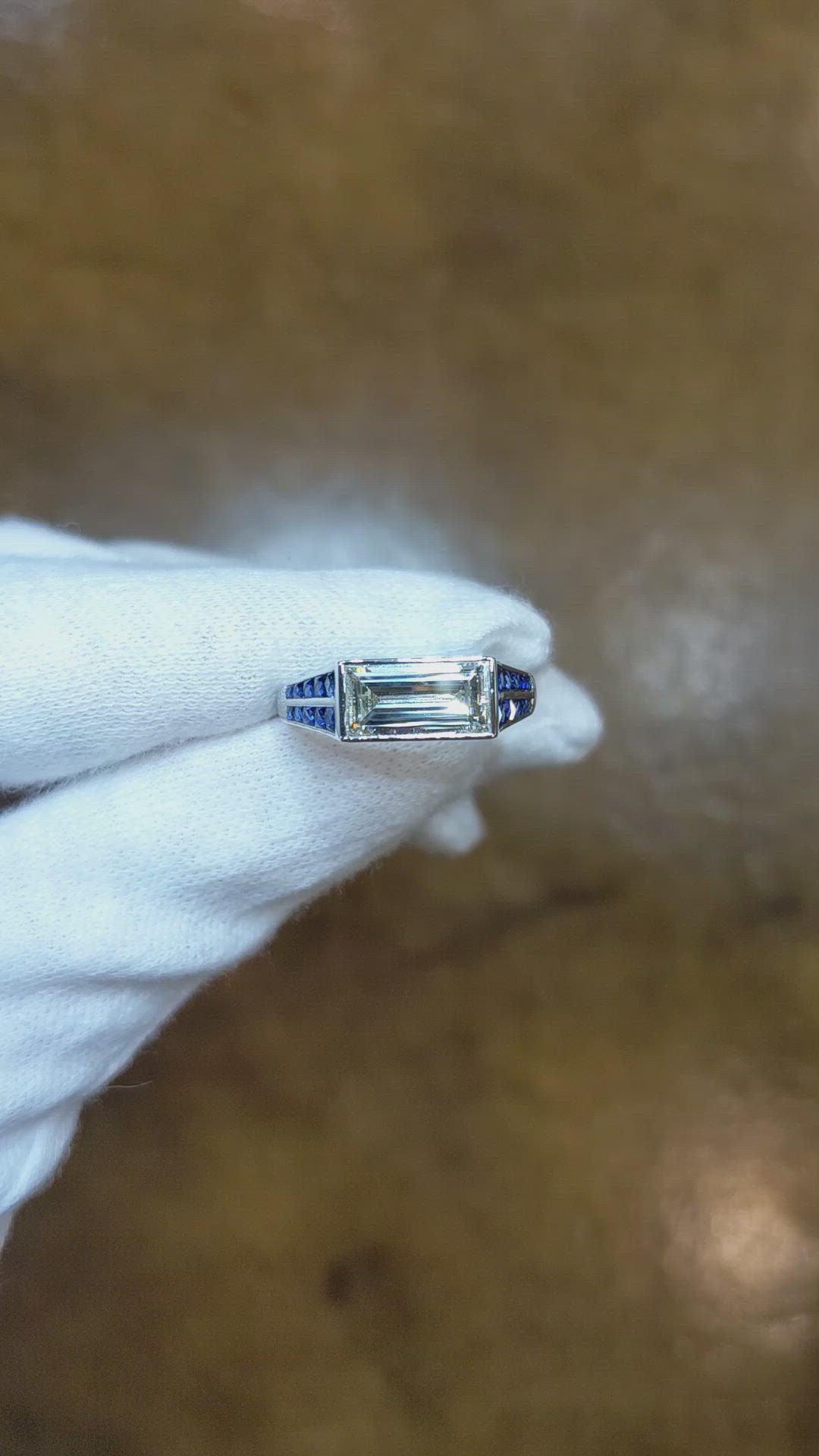 1.20 Ct. Blue Sapphire and Natural Diamond Antique Style Ring, Platinum 950 Size Video