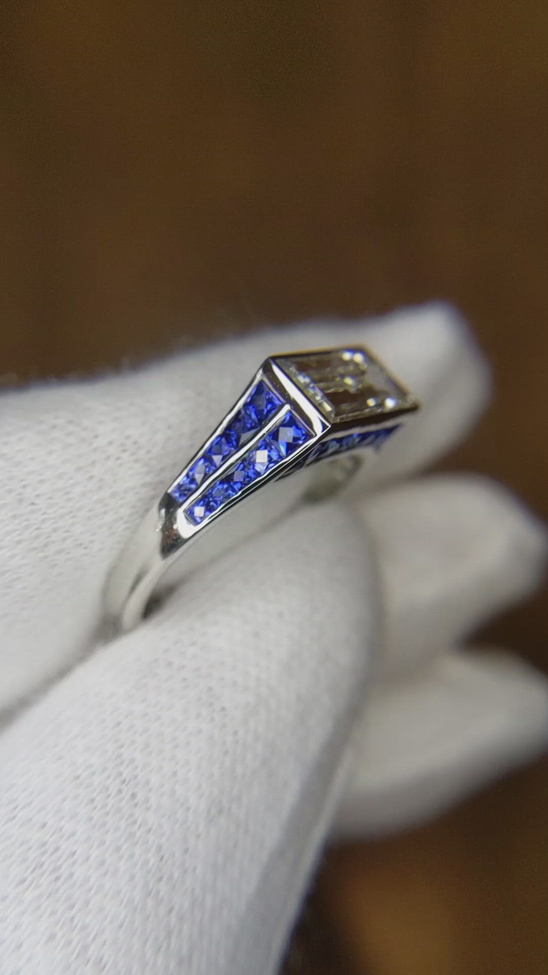 1.20 Ct. Blue Sapphire and Natural Diamond Antique Style Ring, Platinum 950 Size Video