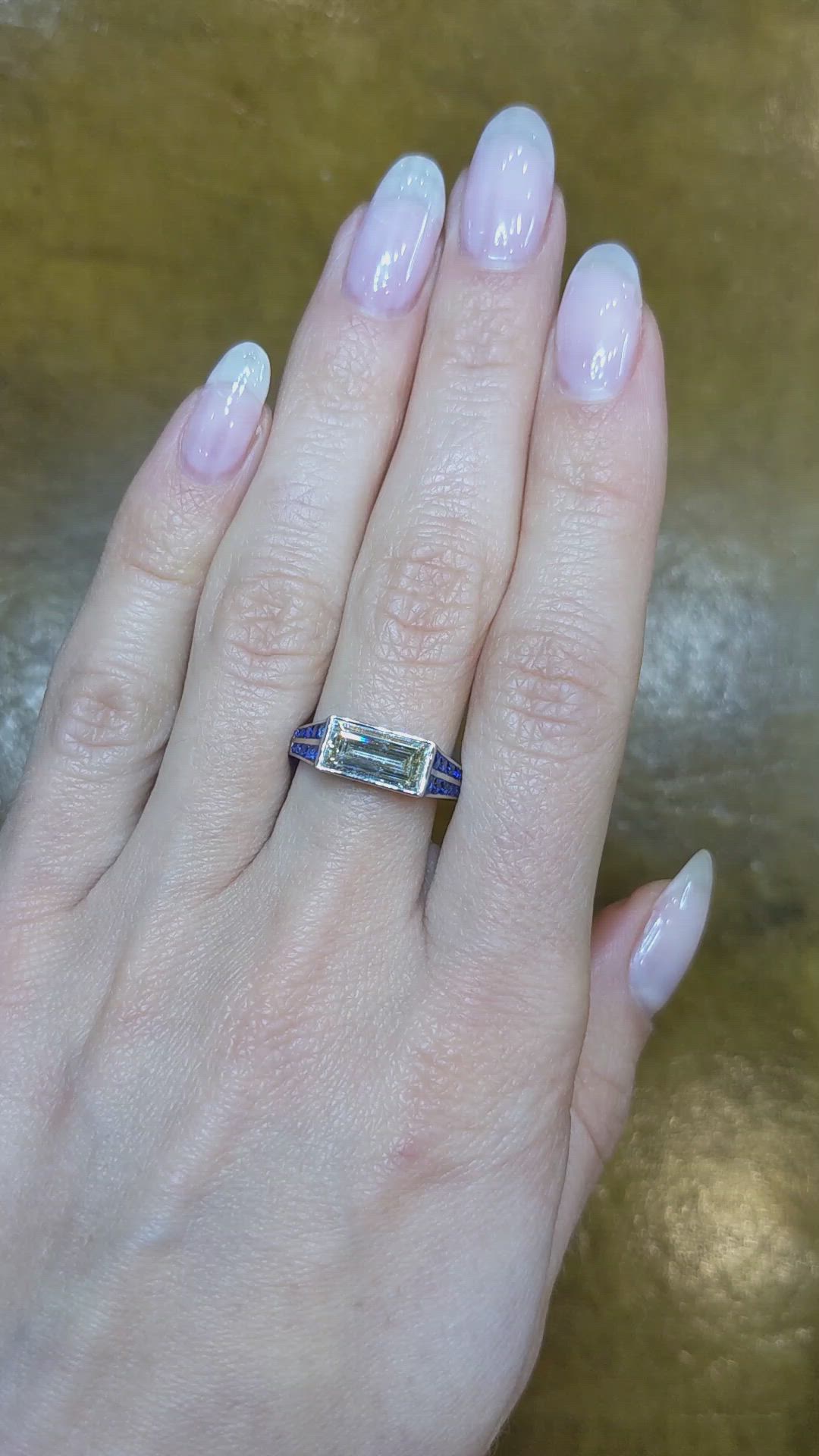 1.20 Ct. Blue Sapphire and Natural Diamond Antique Style Ring, Platinum 950 Size Video