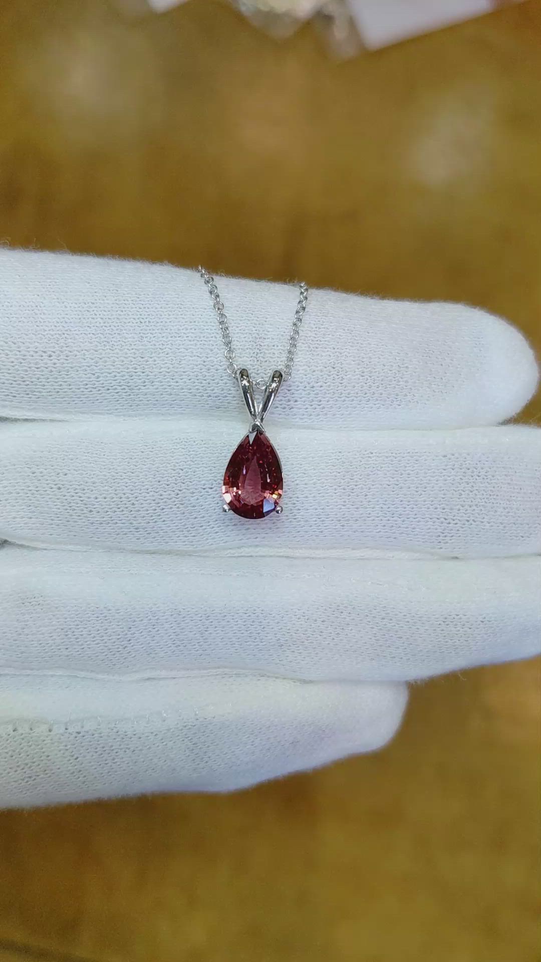 1.92 Ct. Orangish Brown Sapphire Solitaire Pendant, 14K White Gold Size Video