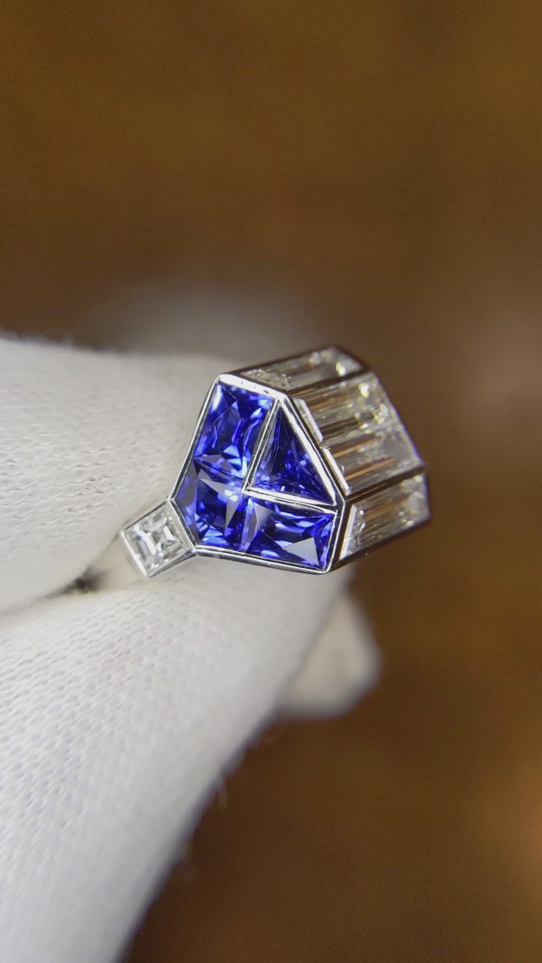 0.99 Ct. Blue Sapphire and Natural Diamond Antique Style Ring, Platinum 950 Size Video