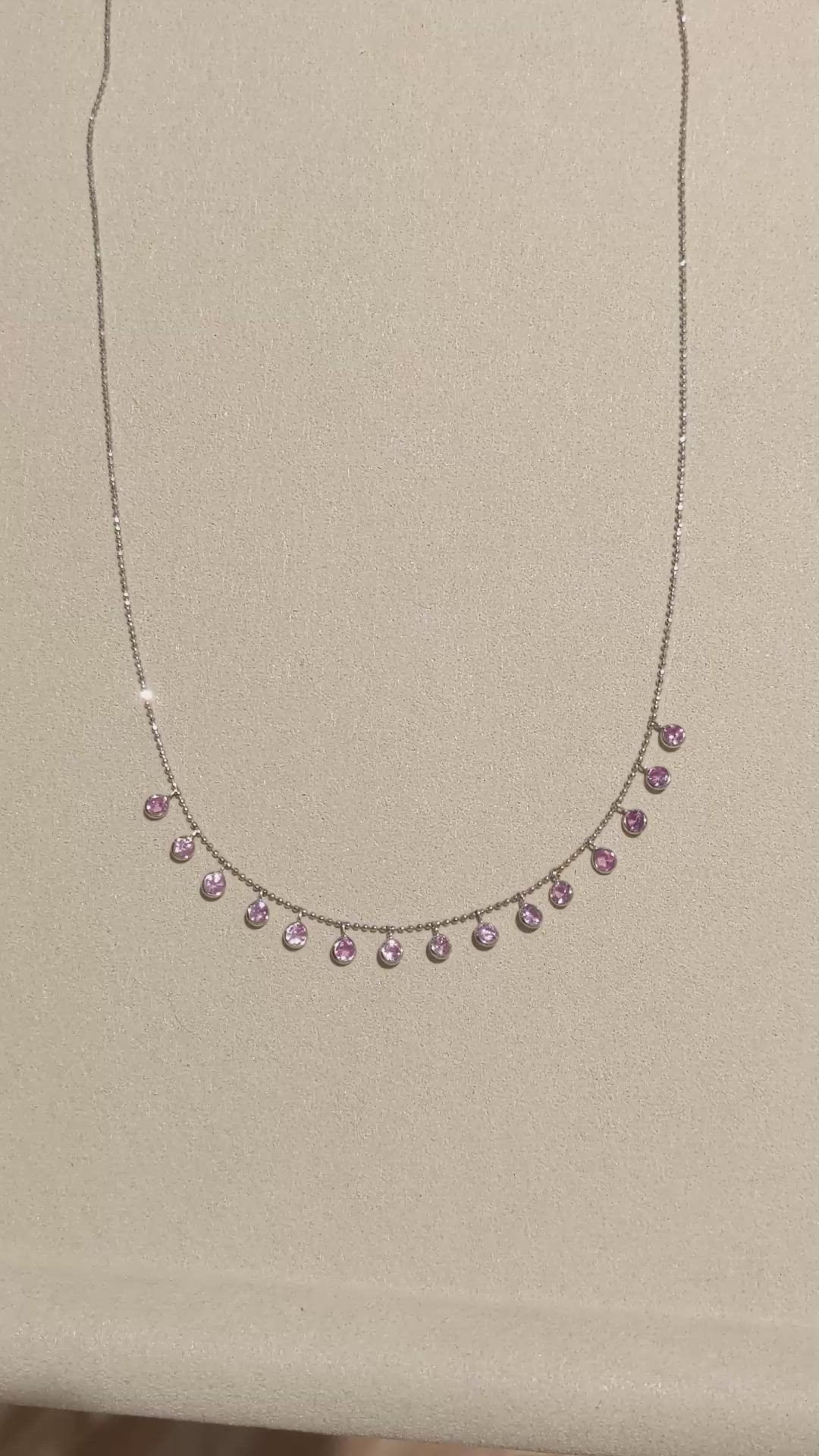 2.40 Ct. Pink Sapphire Accent Stones Necklace, 14K White Gold Size Video