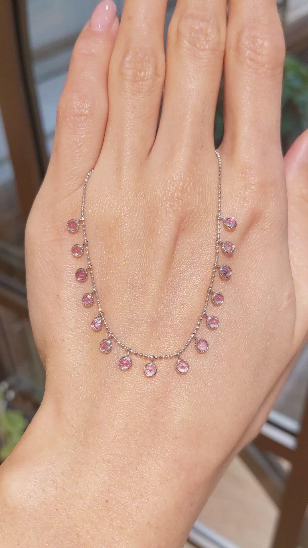 2.40 Ct. Pink Sapphire Accent Stones Necklace, 14K White Gold Size Video