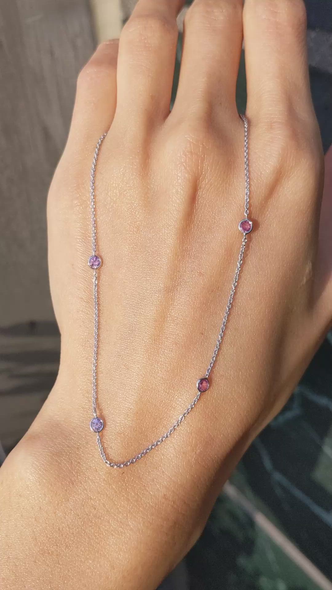 1.40 Ct. Pink Sapphire Accent Stones Necklace, 14K White Gold Size Video