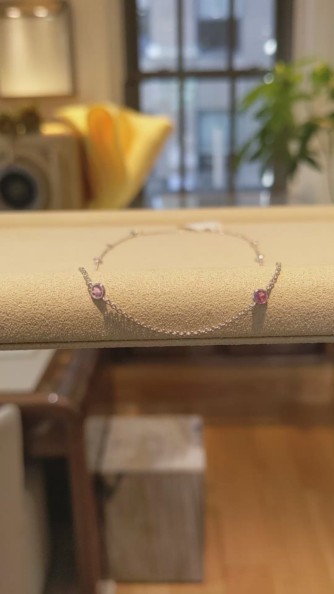 1.40 Ct. Pink Sapphire Accent Stones Necklace, 14K White Gold Size Video