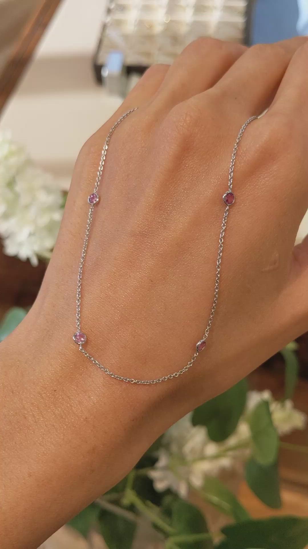 1.40 Ct. Pink Sapphire Accent Stones Necklace, 14K White Gold Size Video