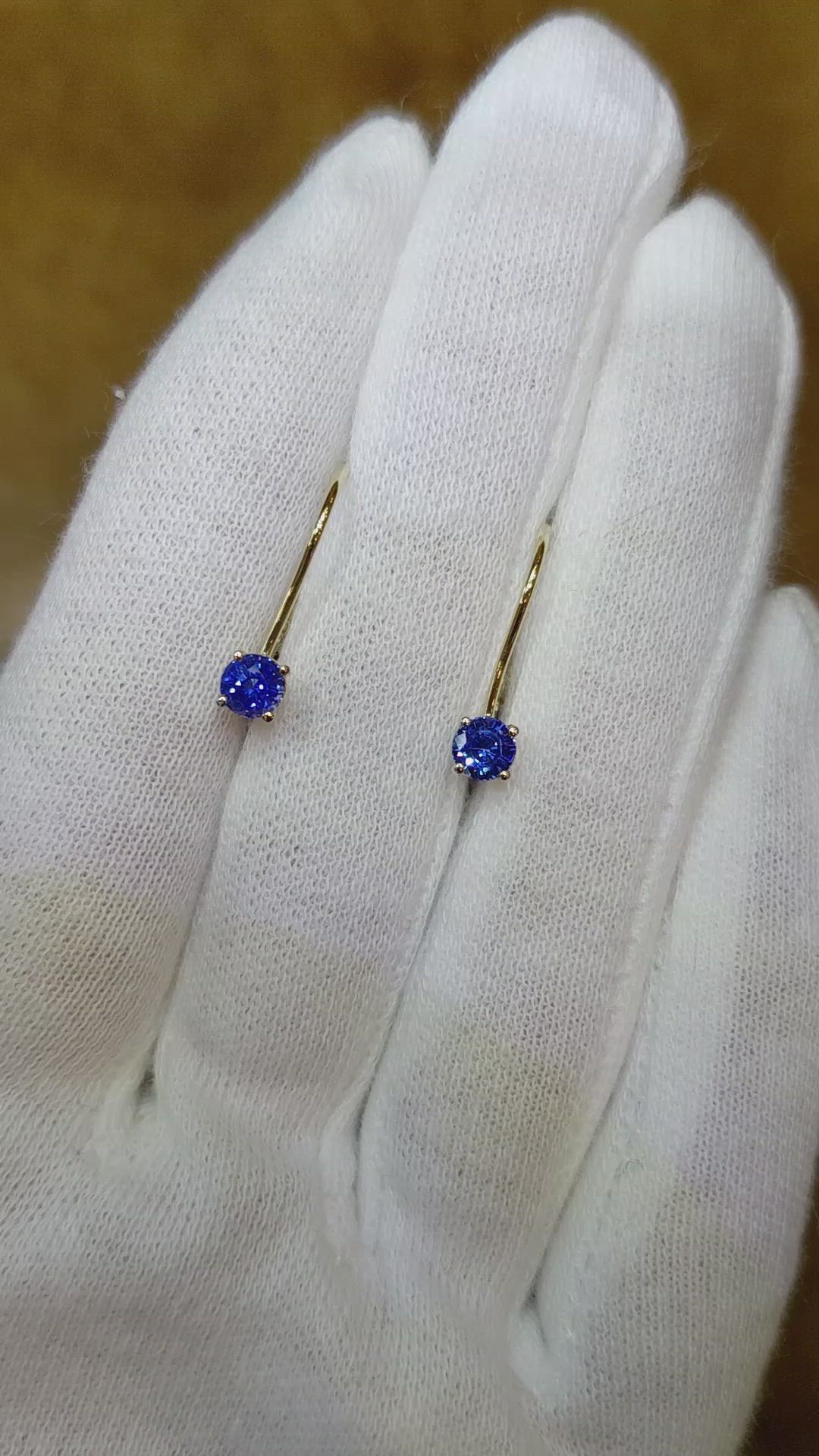 0.65 Ct.Tw. Blue Sapphire Hoops Earrings, 14K Yellow Gold Size Video