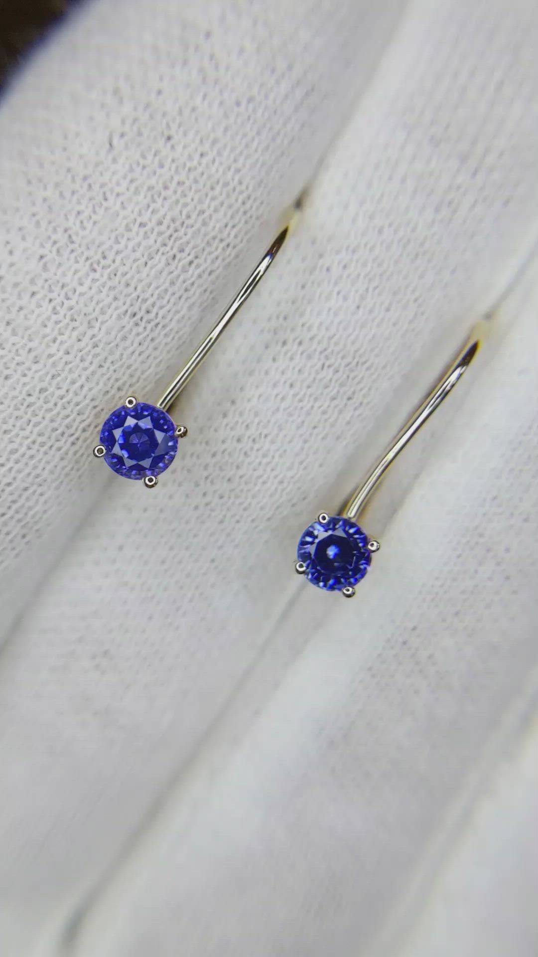0.65 Ct.Tw. Blue Sapphire Hoops Earrings, 14K Yellow Gold Size Video