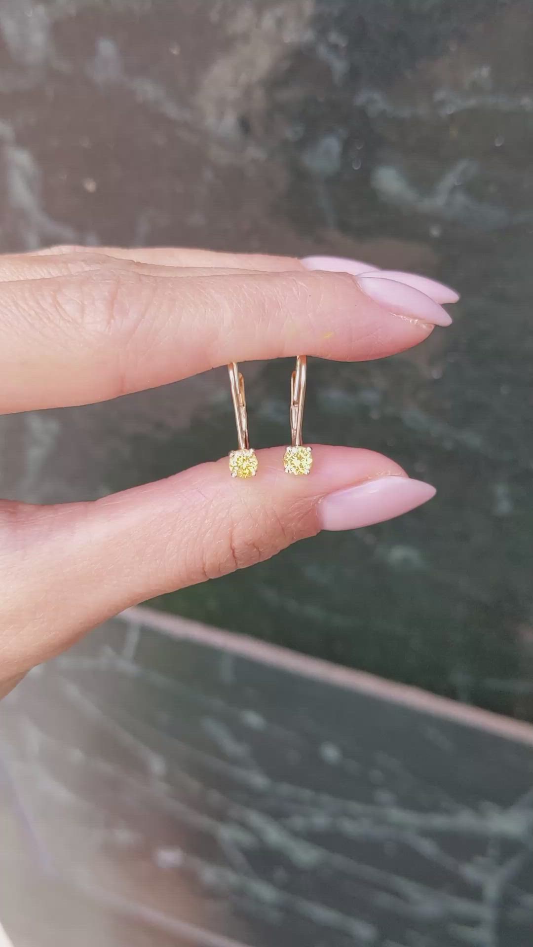 0.60 Ct.Tw.Total Carat Weight Yellow Sapphire Hoops Earrings, 14K Yellow Gold Size Video