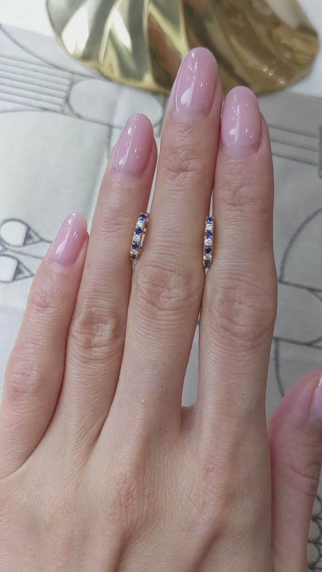 0.20 Ct.Tw.Total Carat Weight Blue Sapphire and Natural Diamond Pave Earrings, 14K Yellow Gold Size Video