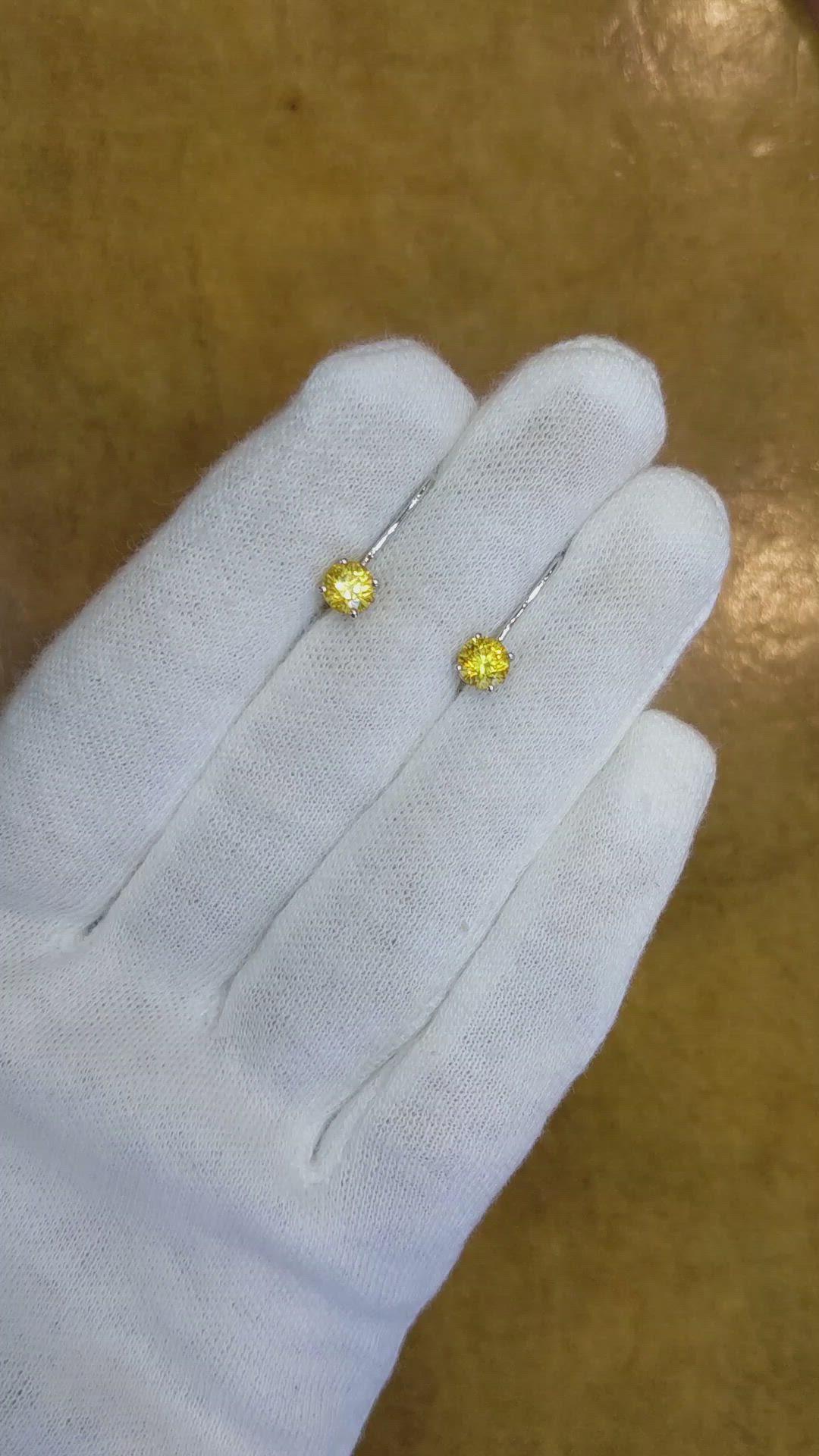 1.22 Ct.Tw.Total Carat Weight Yellow Sapphire Drops Earrings, 14K White Gold Size Video