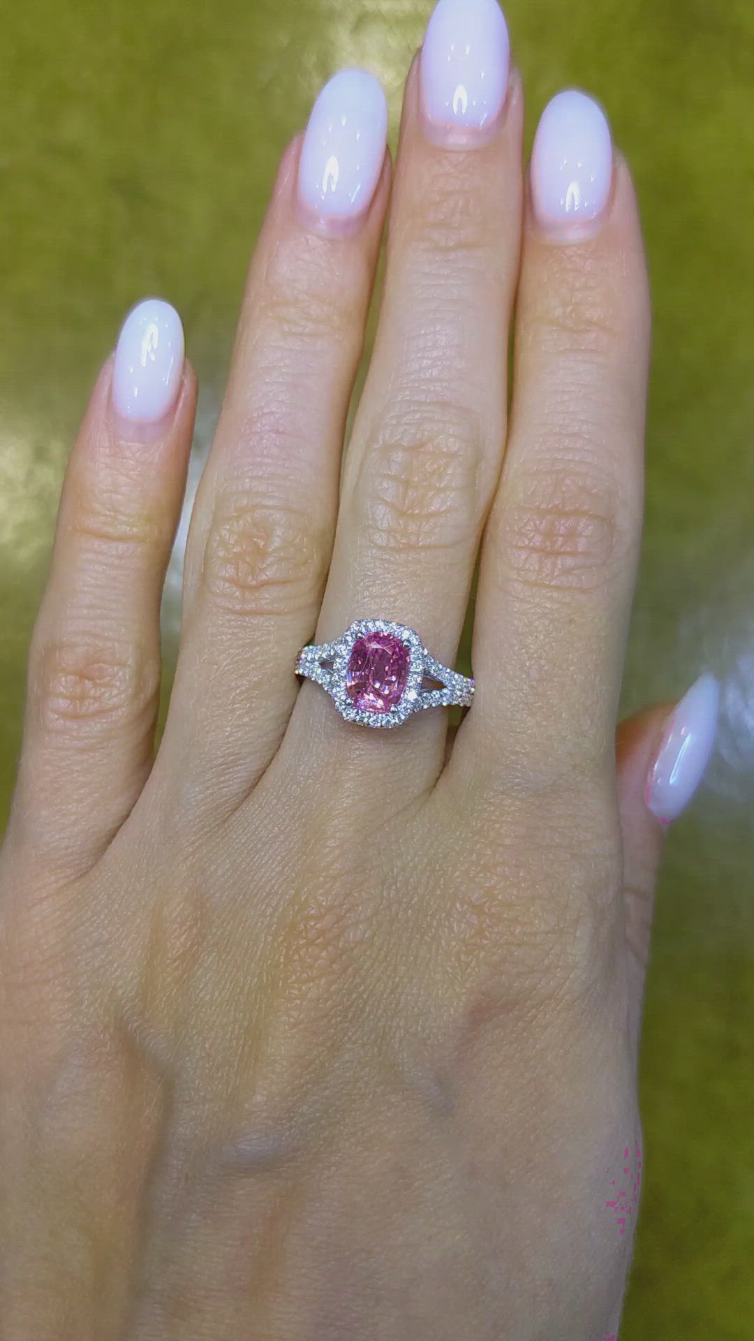 1.45 Ct. Pink Sapphire and Natural Diamond Pave Ring, Platinum 950 Size Video