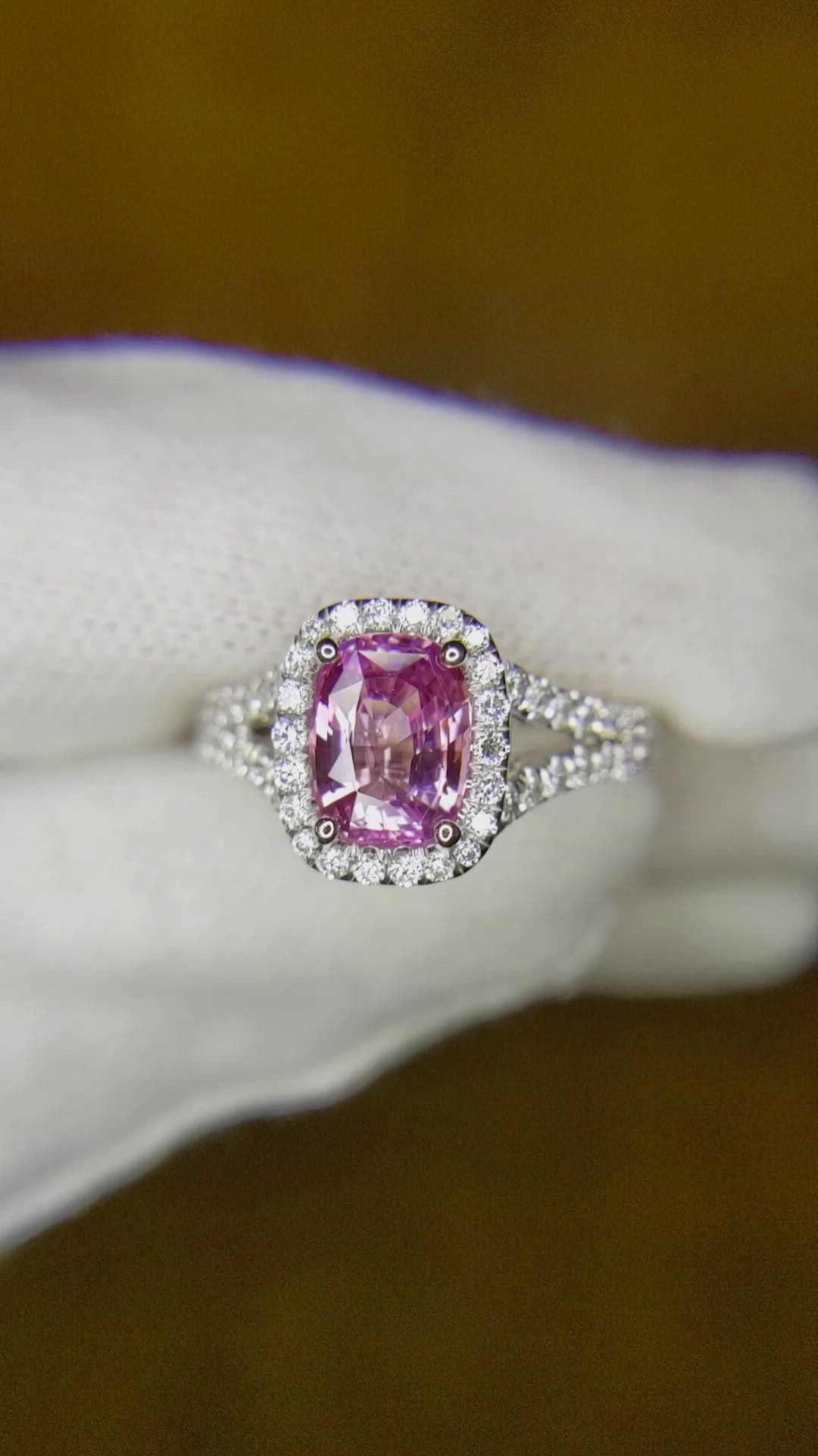 1.45 Ct. Pink Sapphire and Natural Diamond Pave Ring, Platinum 950 Size Video