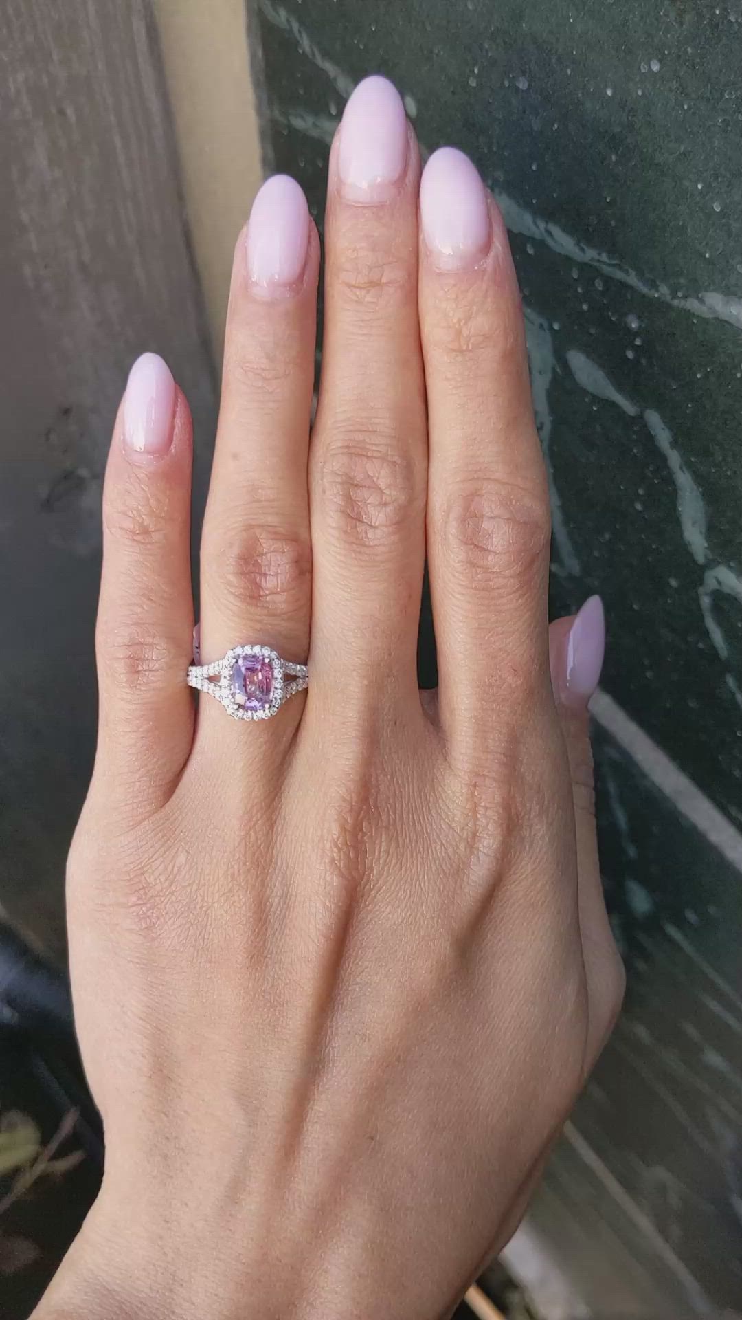 1.45 Ct. Pink Sapphire and Natural Diamond Pave Ring, Platinum 950 Size Video