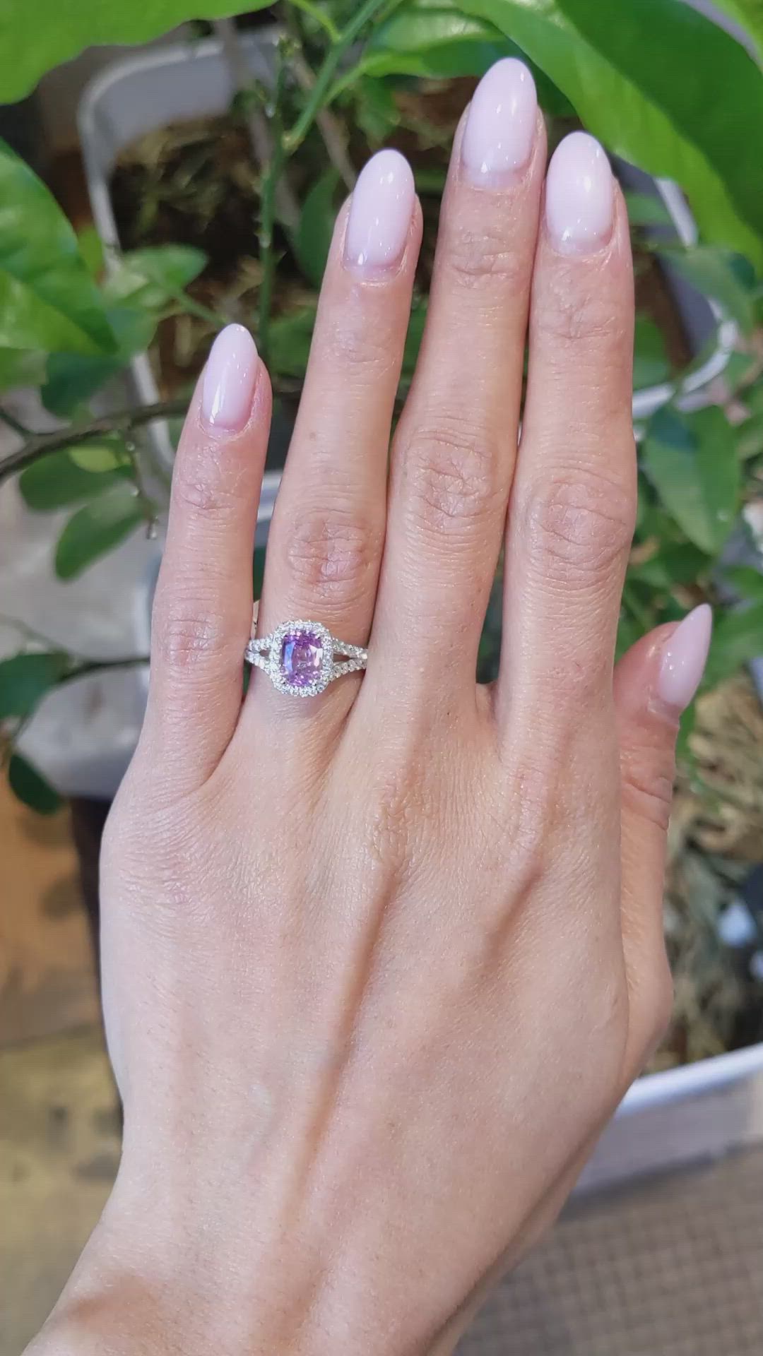 1.45 Ct. Pink Sapphire and Natural Diamond Pave Ring, Platinum 950 Size Video