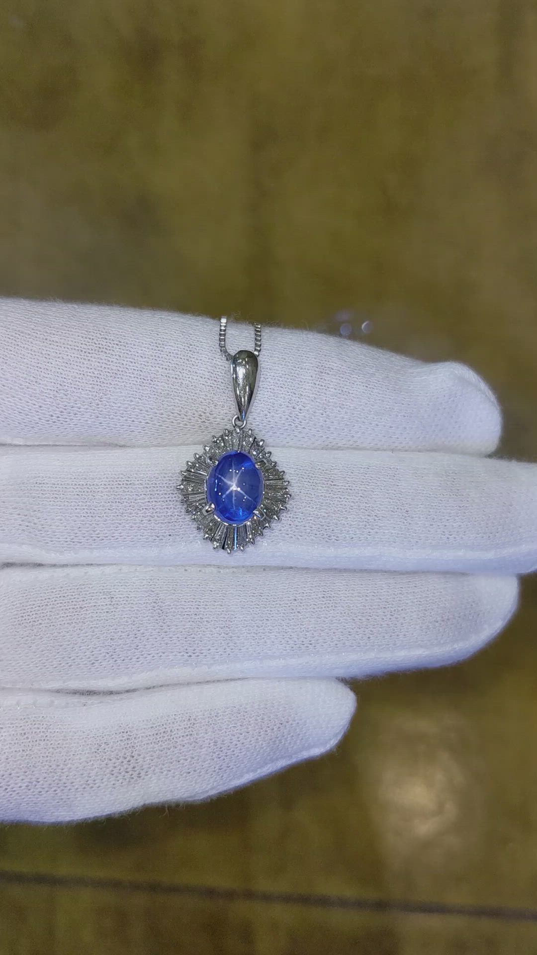 3.64 Ct. Blue Sapphire and Natural Diamond Accent Stones Pendant, Platinum 950 Size Video