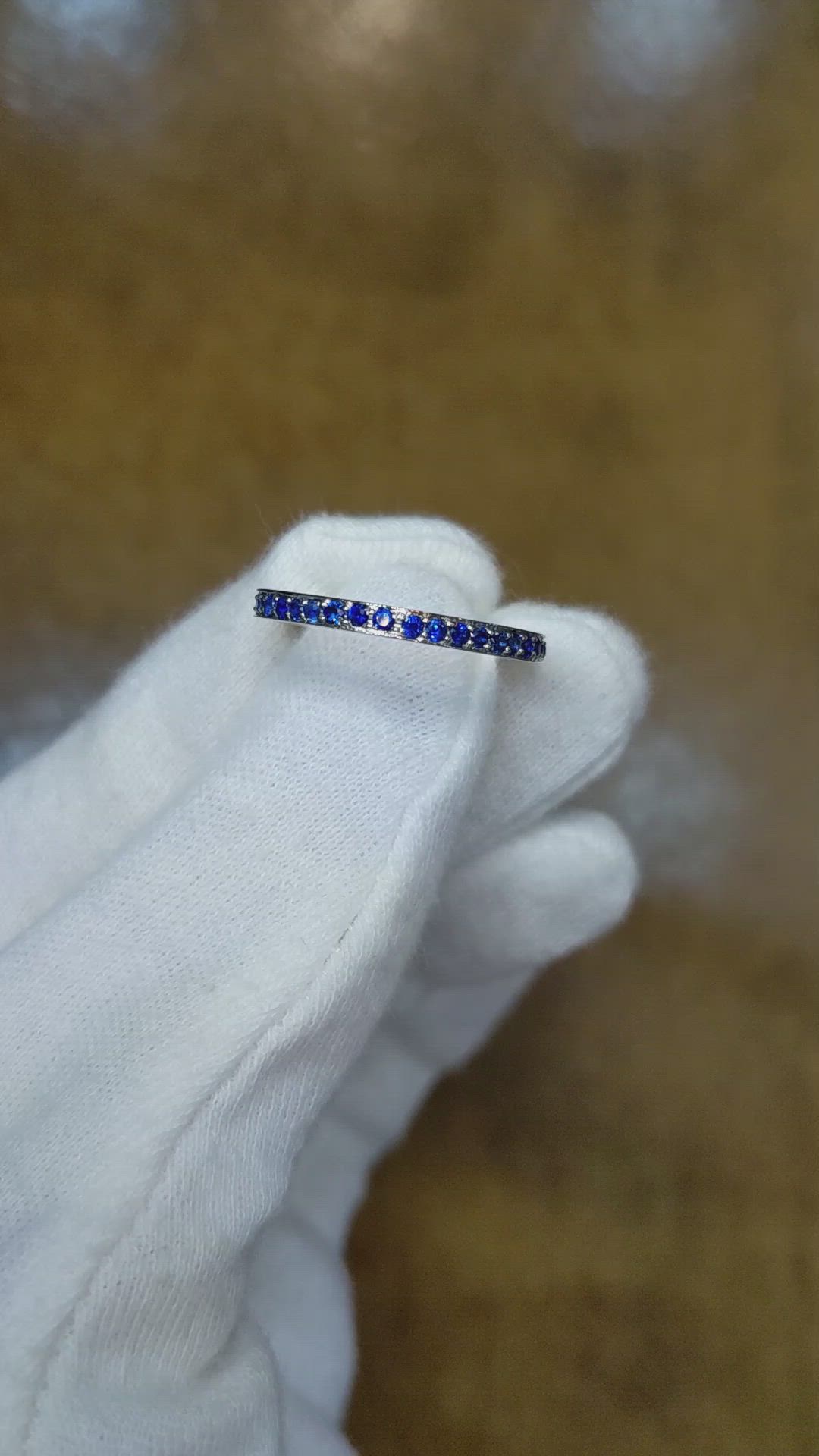 1.20 Ct. Blue Sapphire Pave Ring, Platinum 950 Size Video