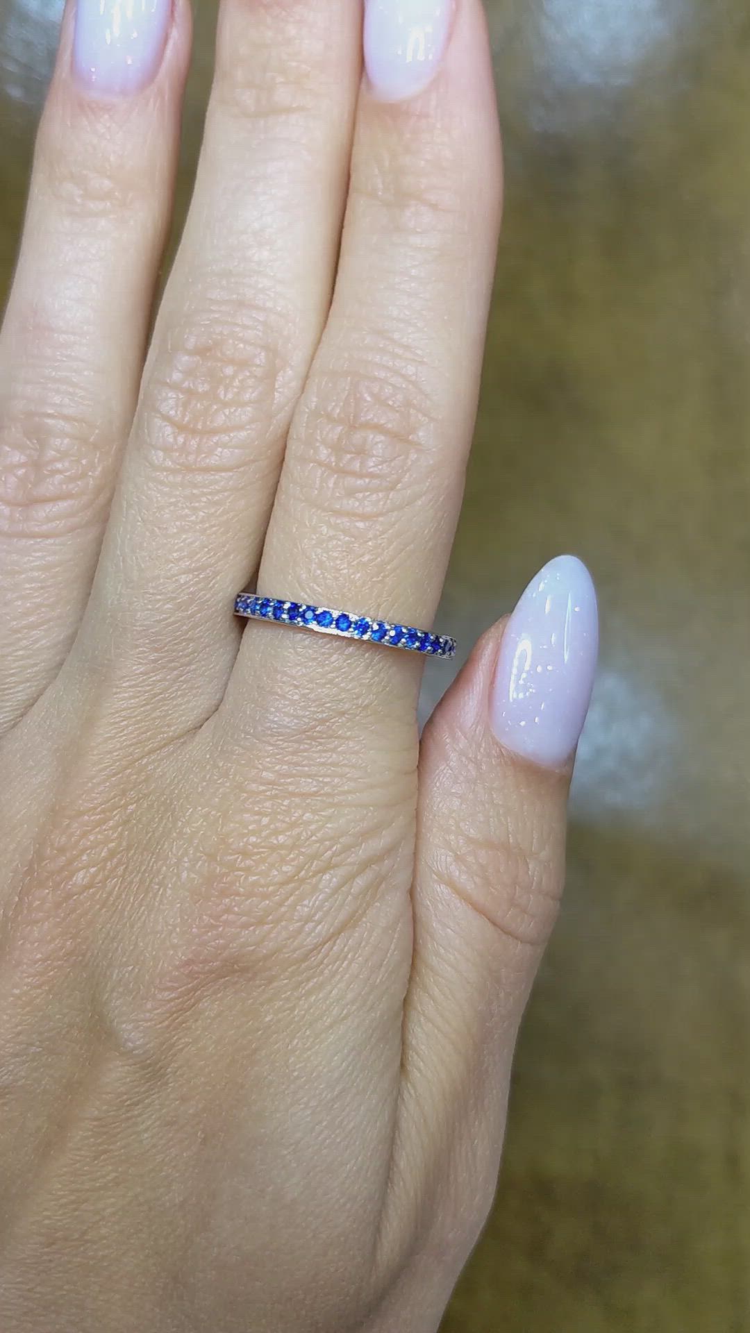 1.20 Ct. Blue Sapphire Pave Ring, Platinum 950 Size Video