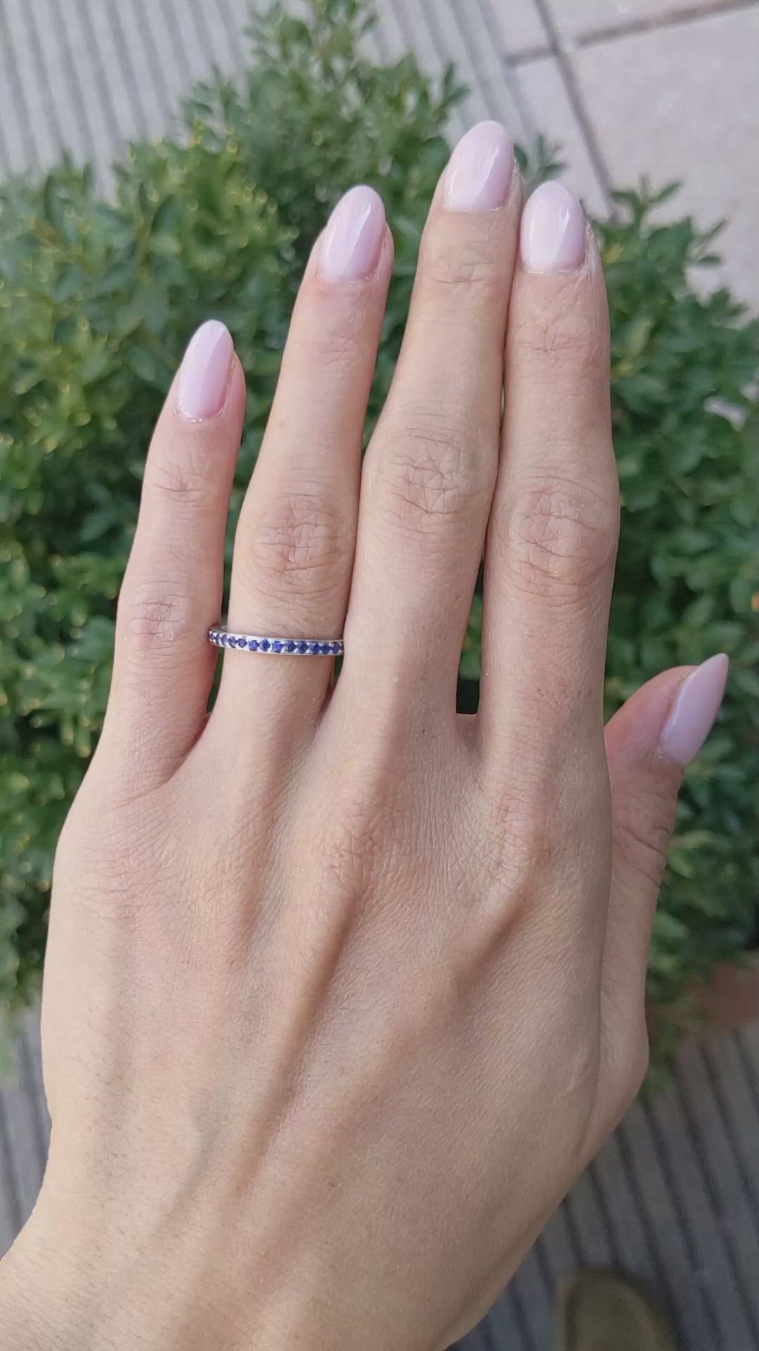 1.20 Ct. Blue Sapphire Pave Ring, Platinum 950 Size Video