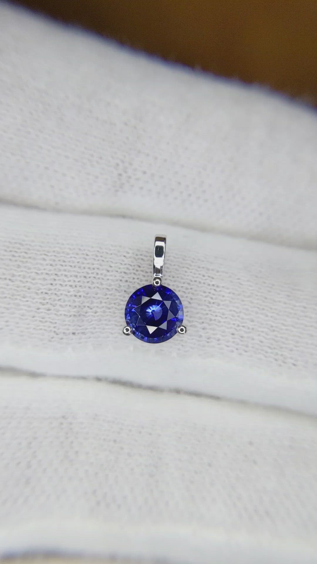 0.90 Ct. Blue Sapphire Solitaire Pendant, 14K White Gold Size Video