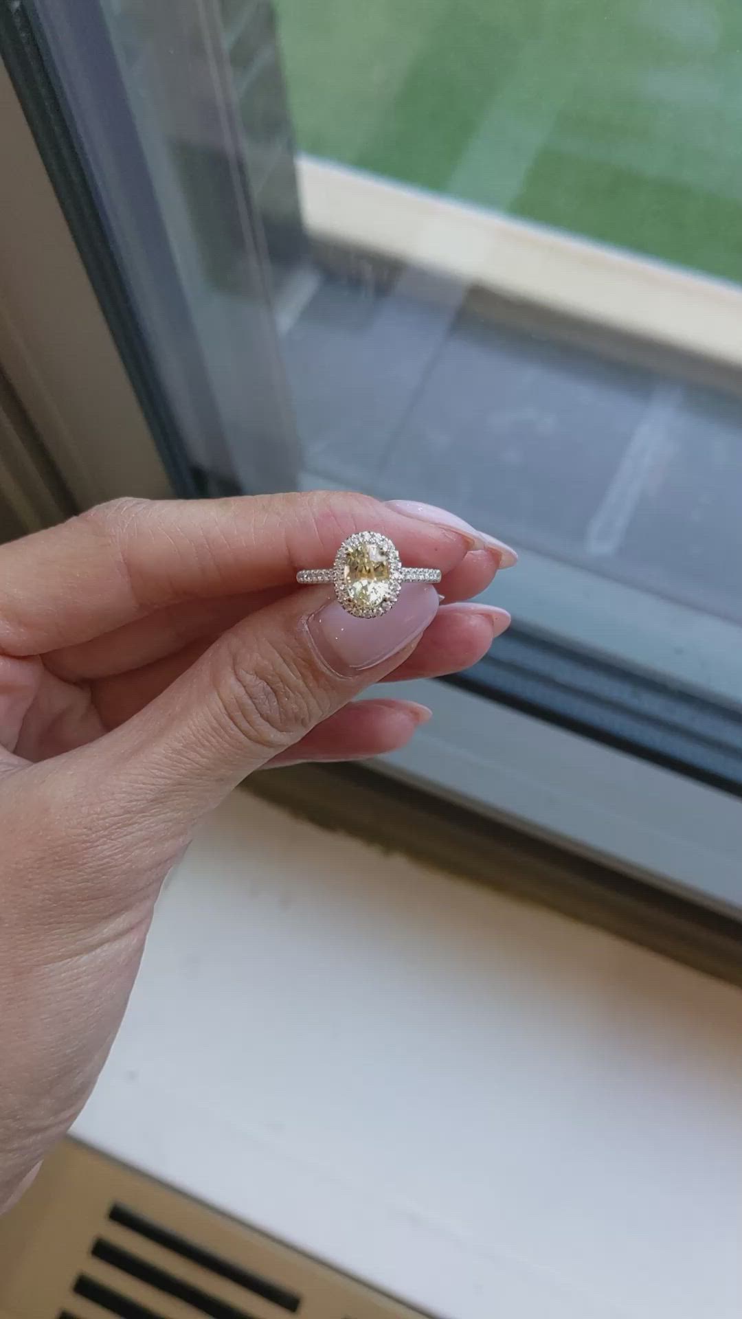 1.77 Ct. Yellow Sapphire and Natural Diamond Pave Ring, 18K White & Yellow Size Video