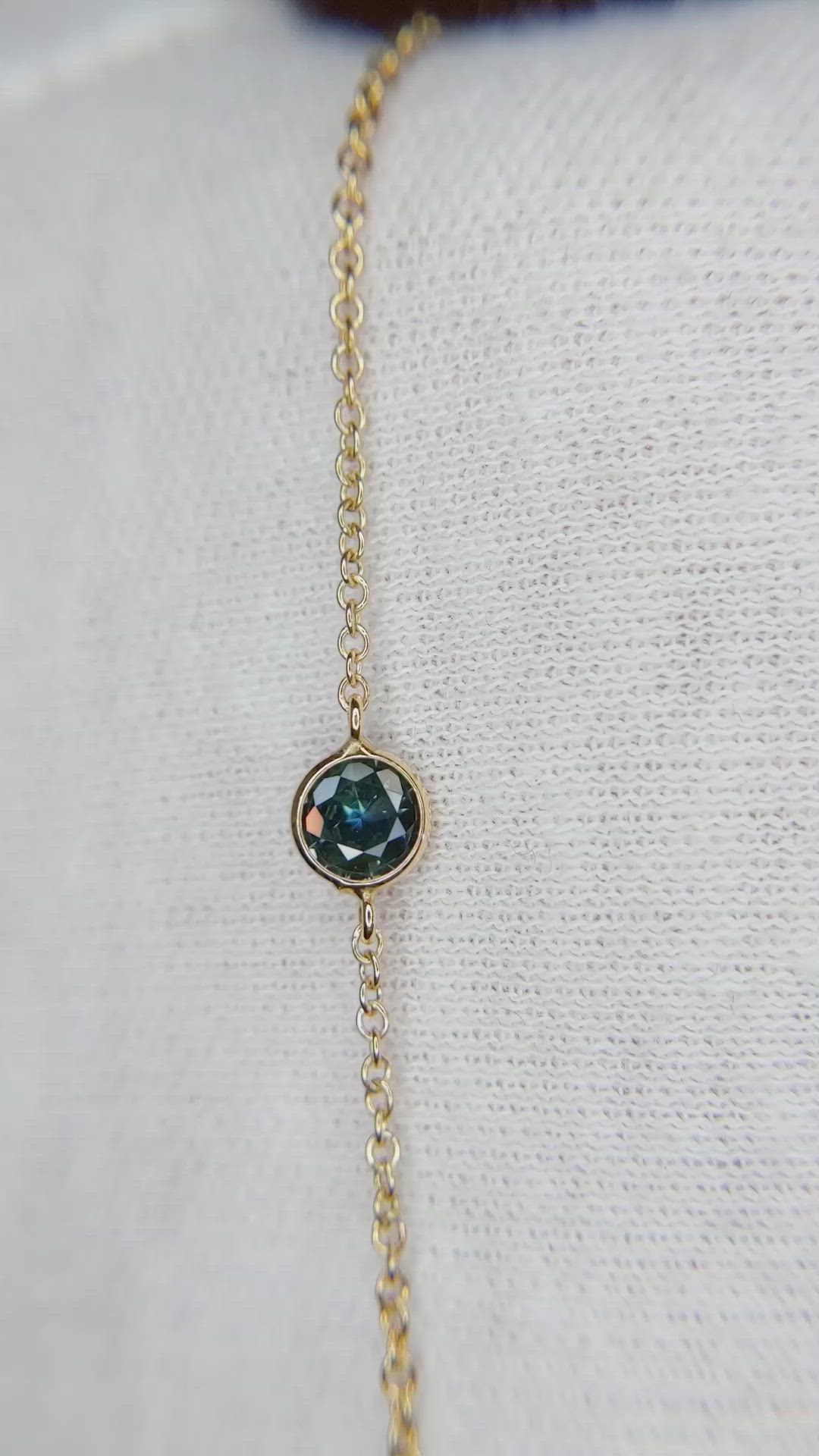 0.27 Ct.Tw. Bluish Green Sapphire Bezel Bracelet, 14K Yellow Gold Size Video