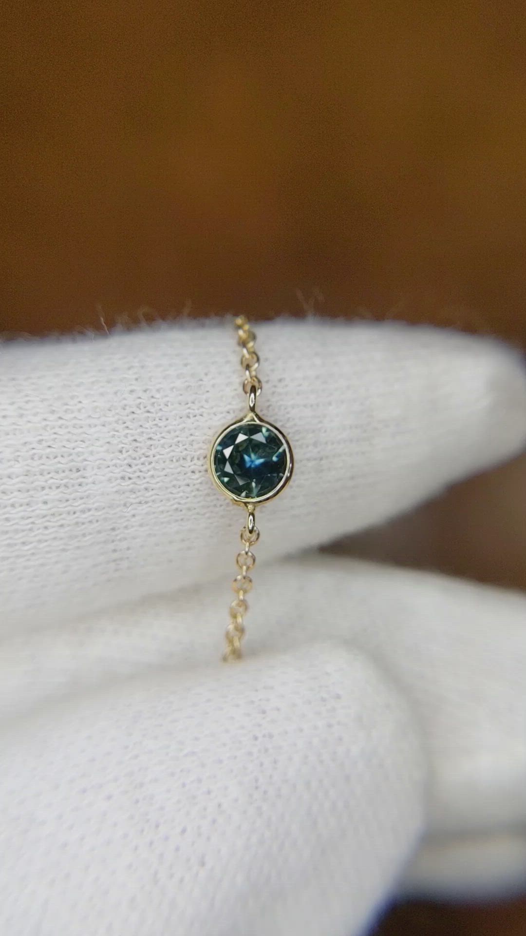 0.27 Ct.Tw. Bluish Green Sapphire Bezel Bracelet, 14K Yellow Gold Size Video