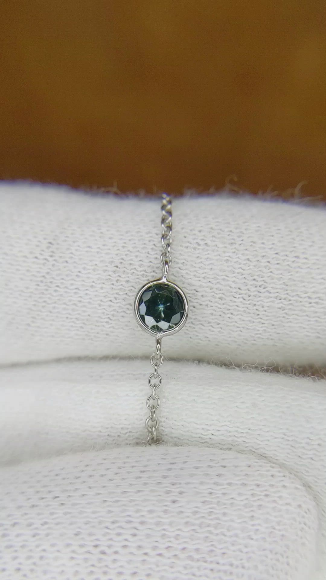 0.40 Ct.Tw. Bluish Green Sapphire Bezel Bracelet, 14K White Gold Size Video