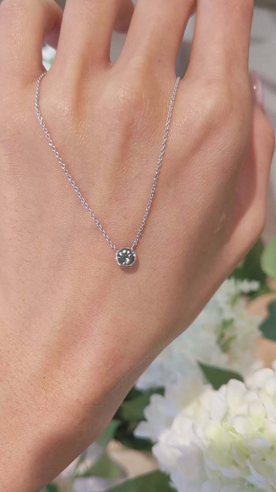 0.50 Ct. Greenish Blue Sapphire Bezel Necklace, 14K White Gold Size Video