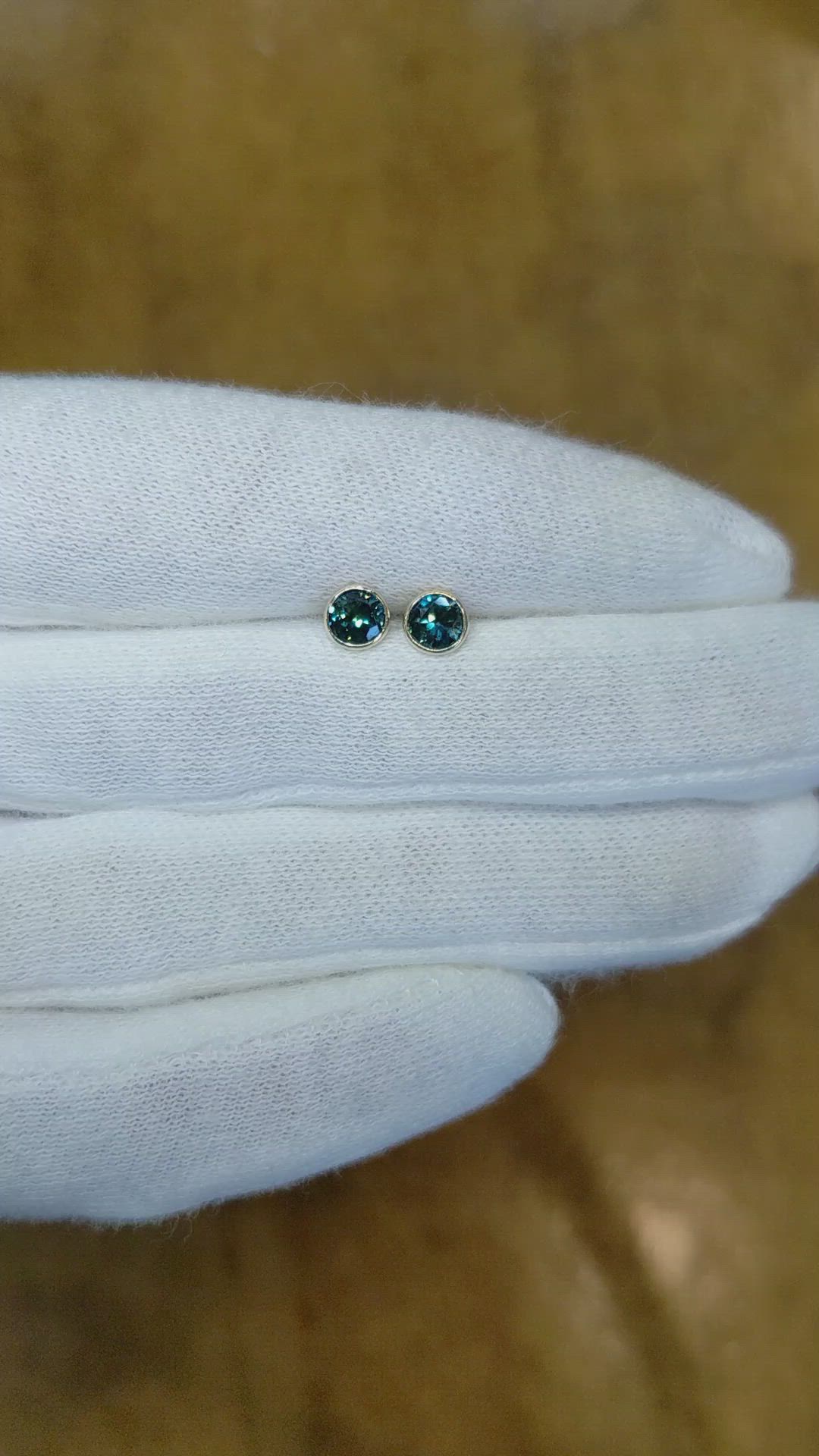 0.80 Ct.Tw. Bluish Green Sapphire Studs Earrings, 14K Yellow Gold Size Video