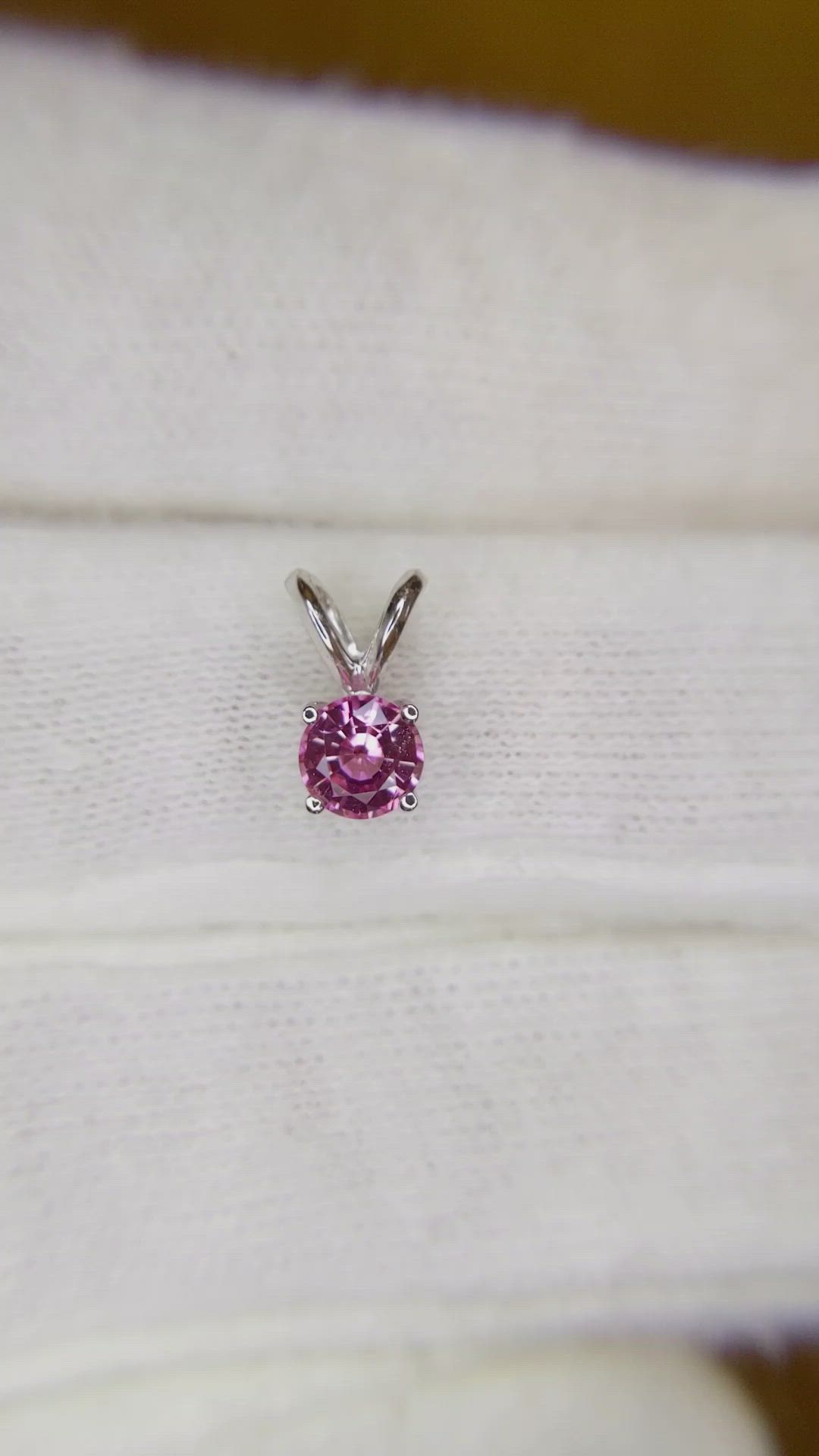 0.45 Ct. Pink Sapphire Solitaire Pendant, 14K White Gold Size Video