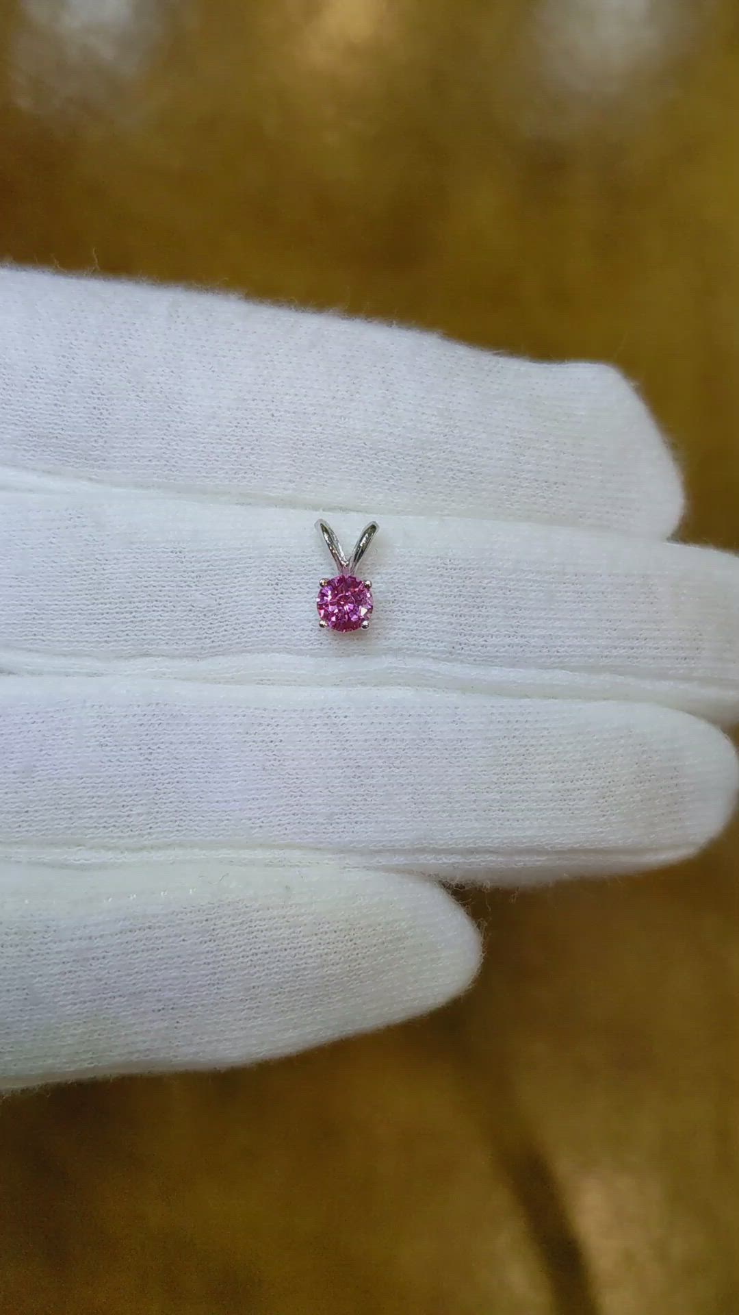 0.45 Ct. Pink Sapphire Solitaire Pendant, 14K White Gold Size Video