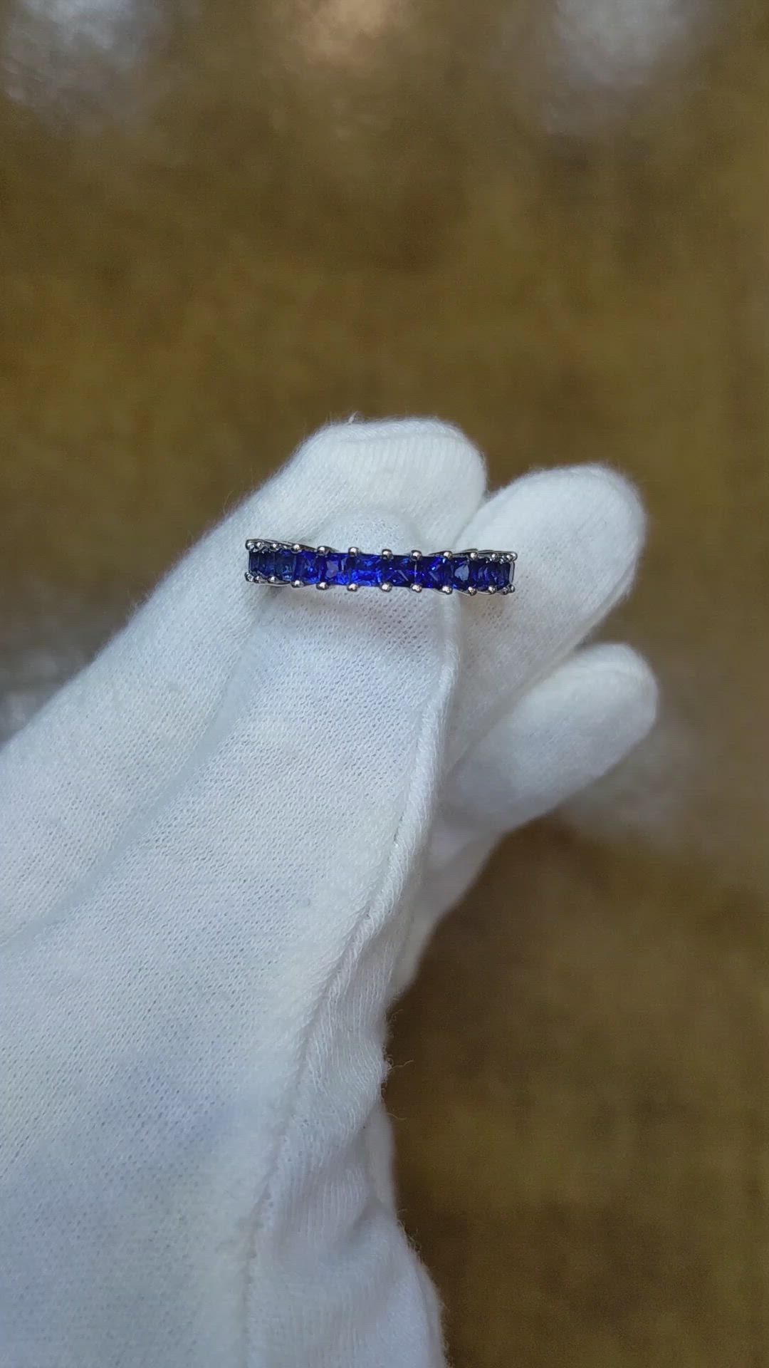 3.04 Ct. Blue Sapphire Accent Stones Ring, Platinum 950 Size Video