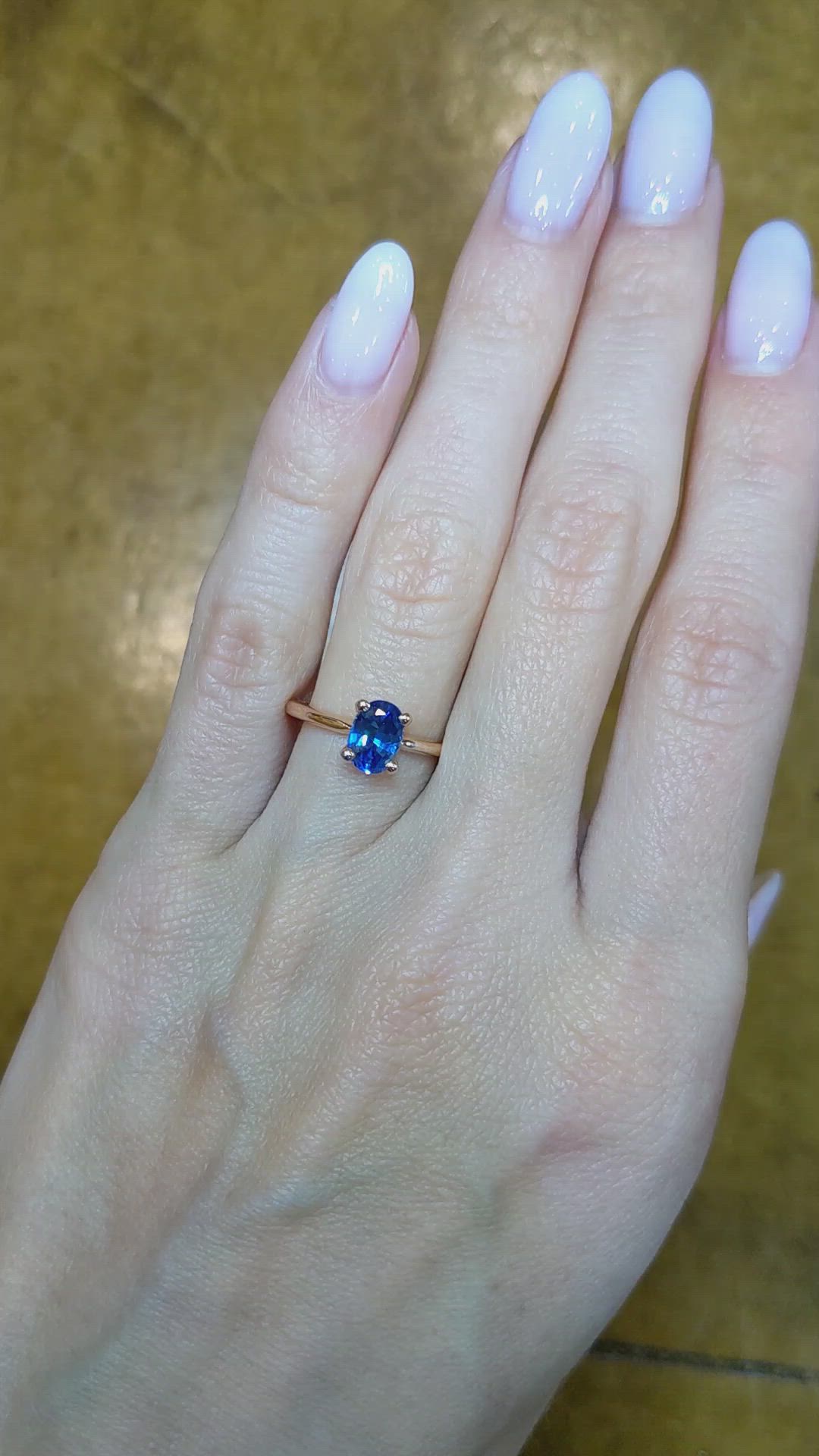 1.04 Ct. Blue Sapphire Solitaire Ring, 14K Rose Gold Size Video