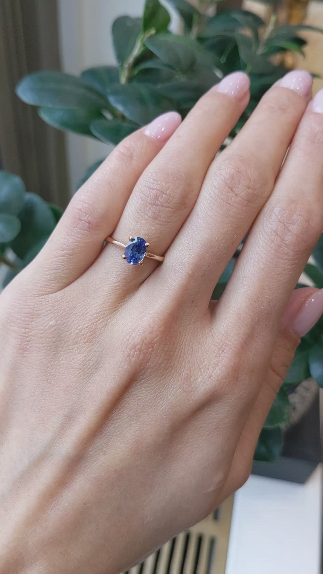 1.04 Ct. Blue Sapphire Solitaire Ring, 14K Rose Gold Size Video