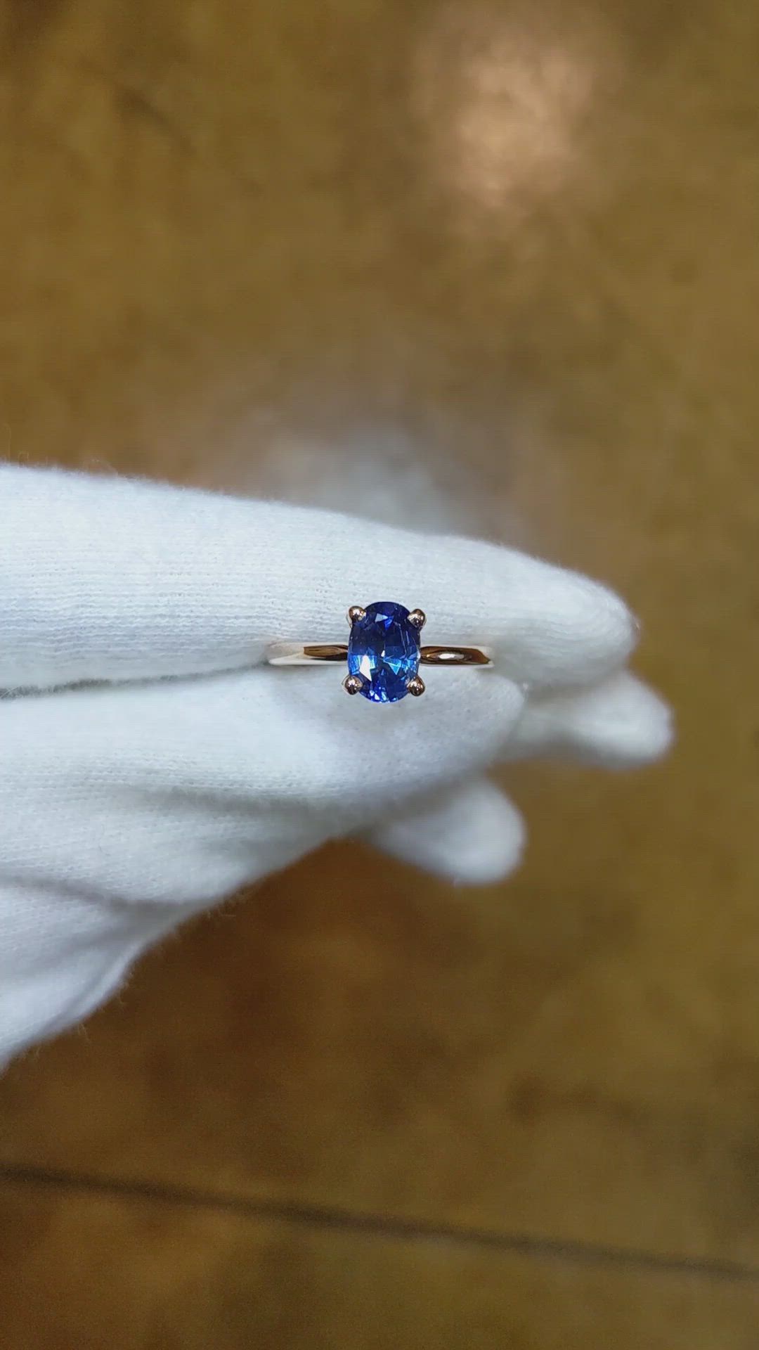 1.04 Ct. Blue Sapphire Solitaire Ring, 14K Rose Gold Size Video